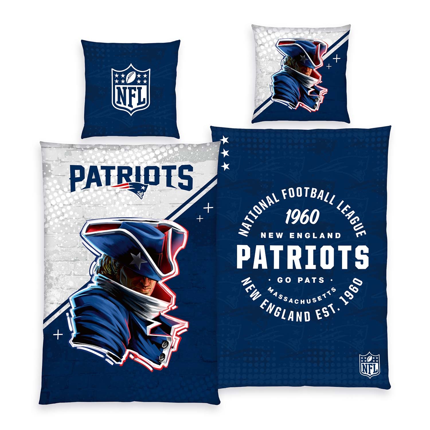 New England Patriots NFL Reversible Bedding Set Navy
