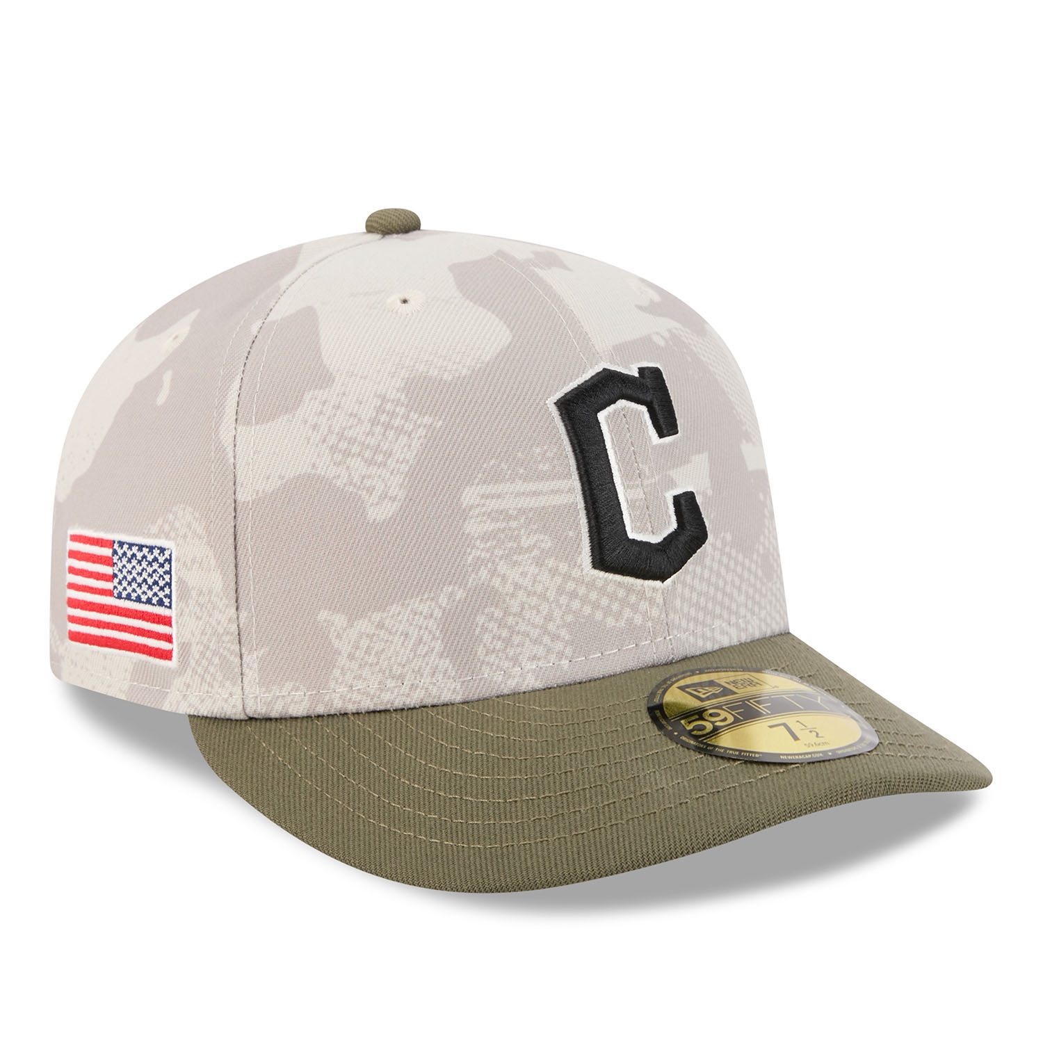 Cleveland Guardians 2025 MLB Authentic Armed Forces Pre-Curved 59FIFTY Fitted Cap