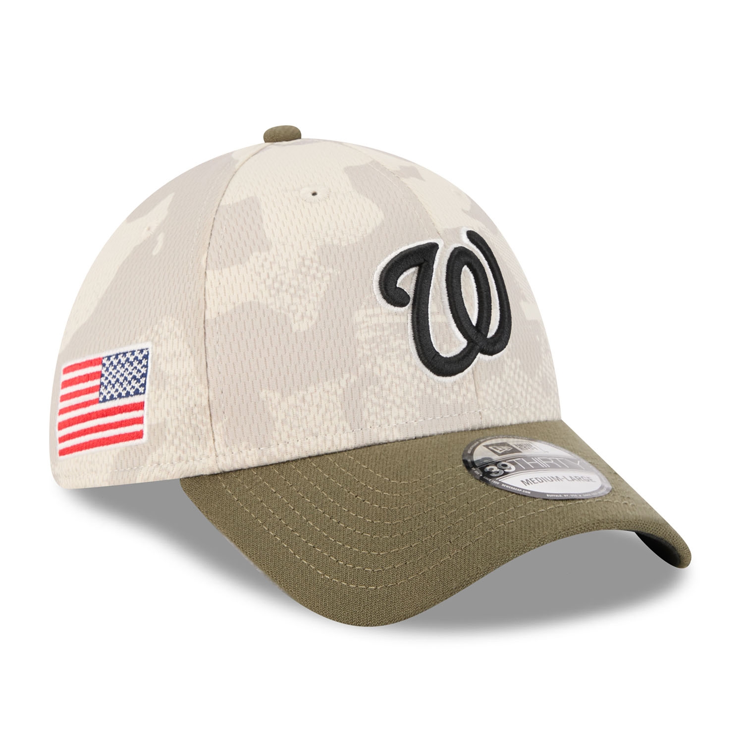 Washington Nationals 2025 MLB Armed Forces New Era 39THIRTY Flex Cap