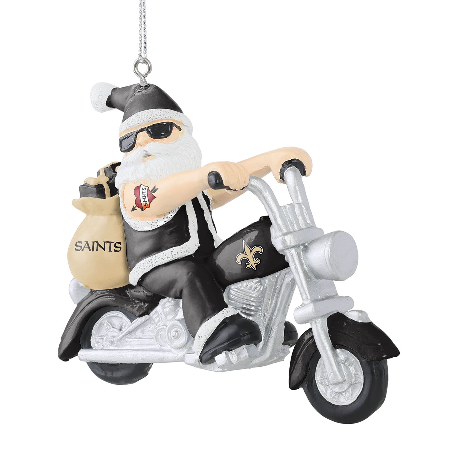 New Orleans Saints NFL Santa on Motorcycle Weihnachtsanhänger