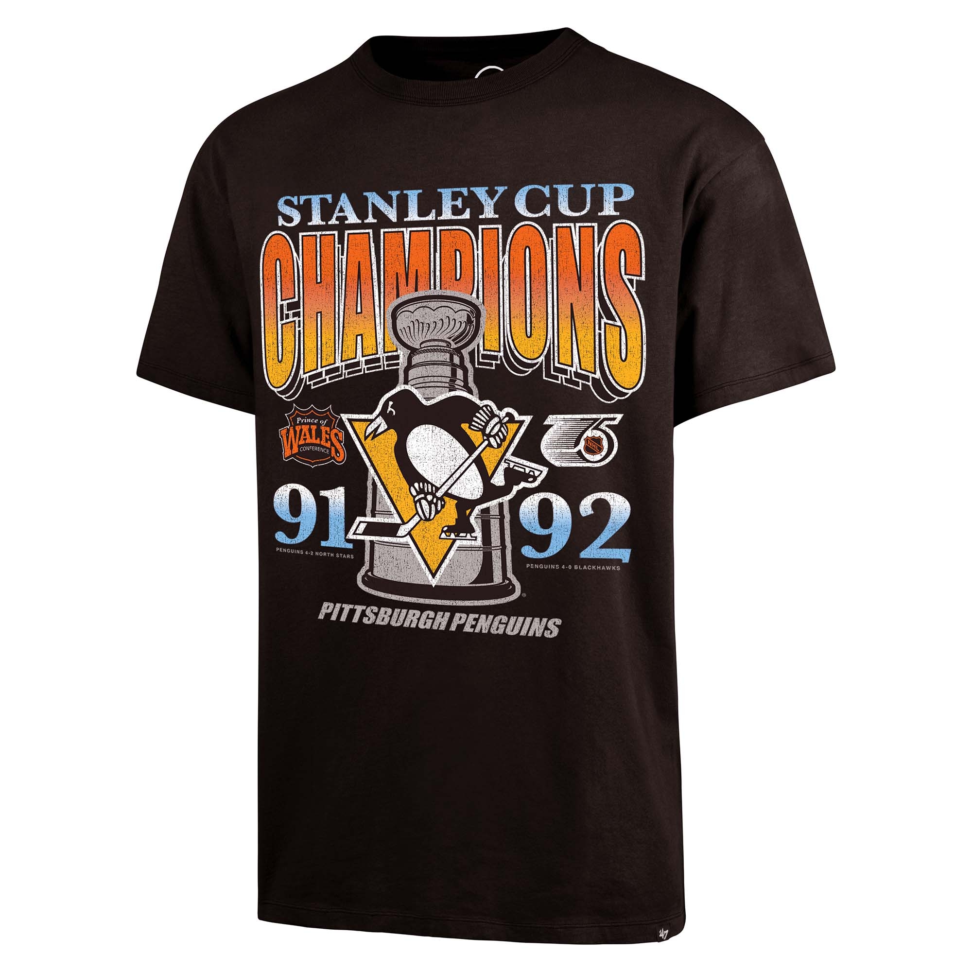 Pittsburgh Penguins 1992 Stanley Cup '47 Drop Shoulder NHL T-Shirt Carbonite