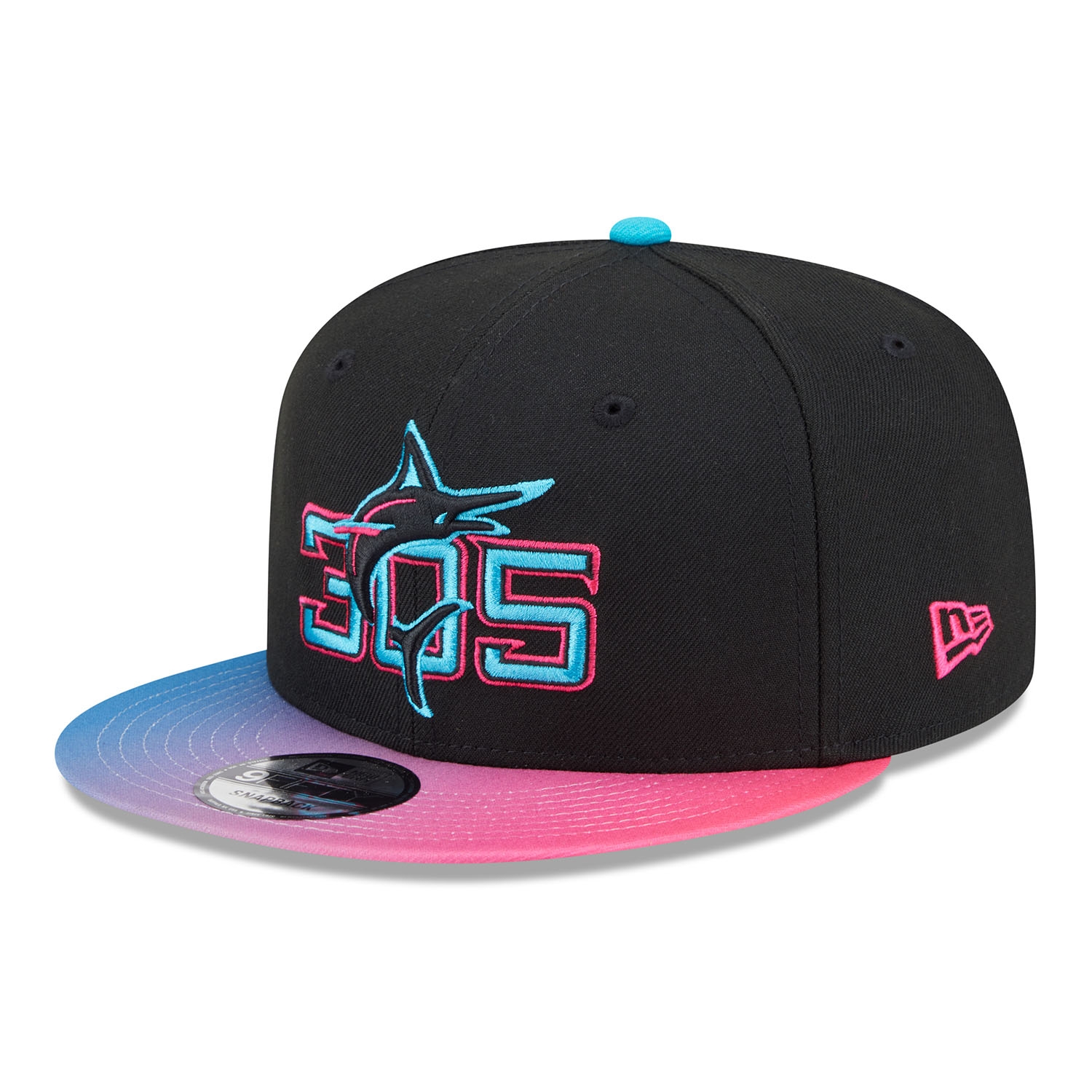 Miami Marlins MLB City Connect 9FIFTY Snapback Cap Schwarz