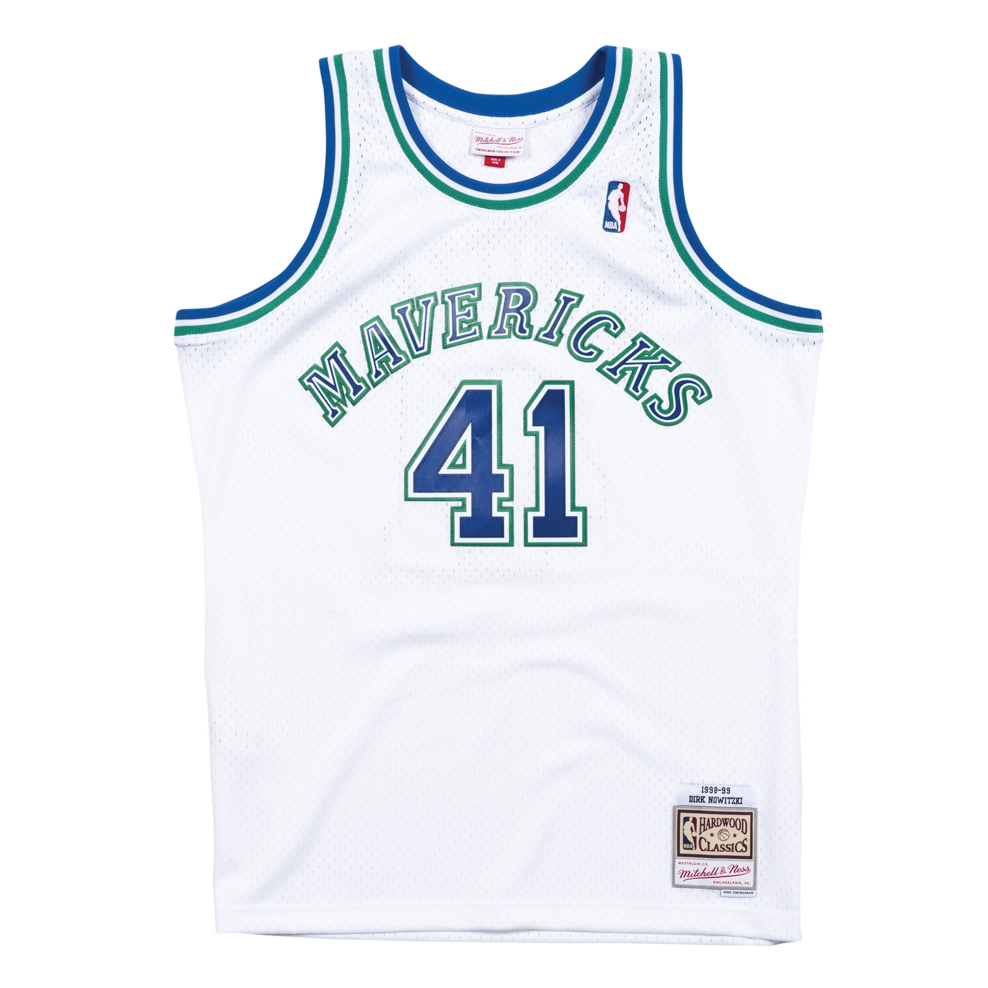 Dirk Nowitzki #41 Dallas Mavericks 1998-99 Mitchell & Ness Swingman NBA Trikot Weiß
