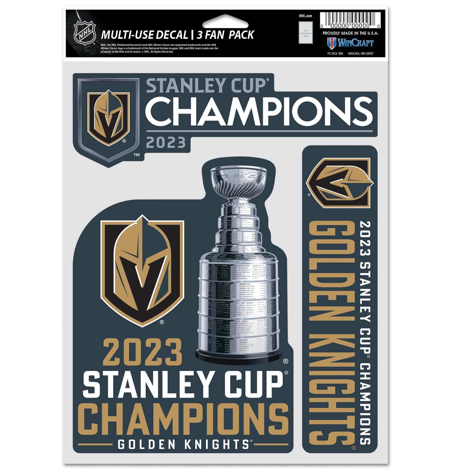 Vegas Golden Knights 2023 Stanley Cup Champions Decals Set (3 Pcs.)