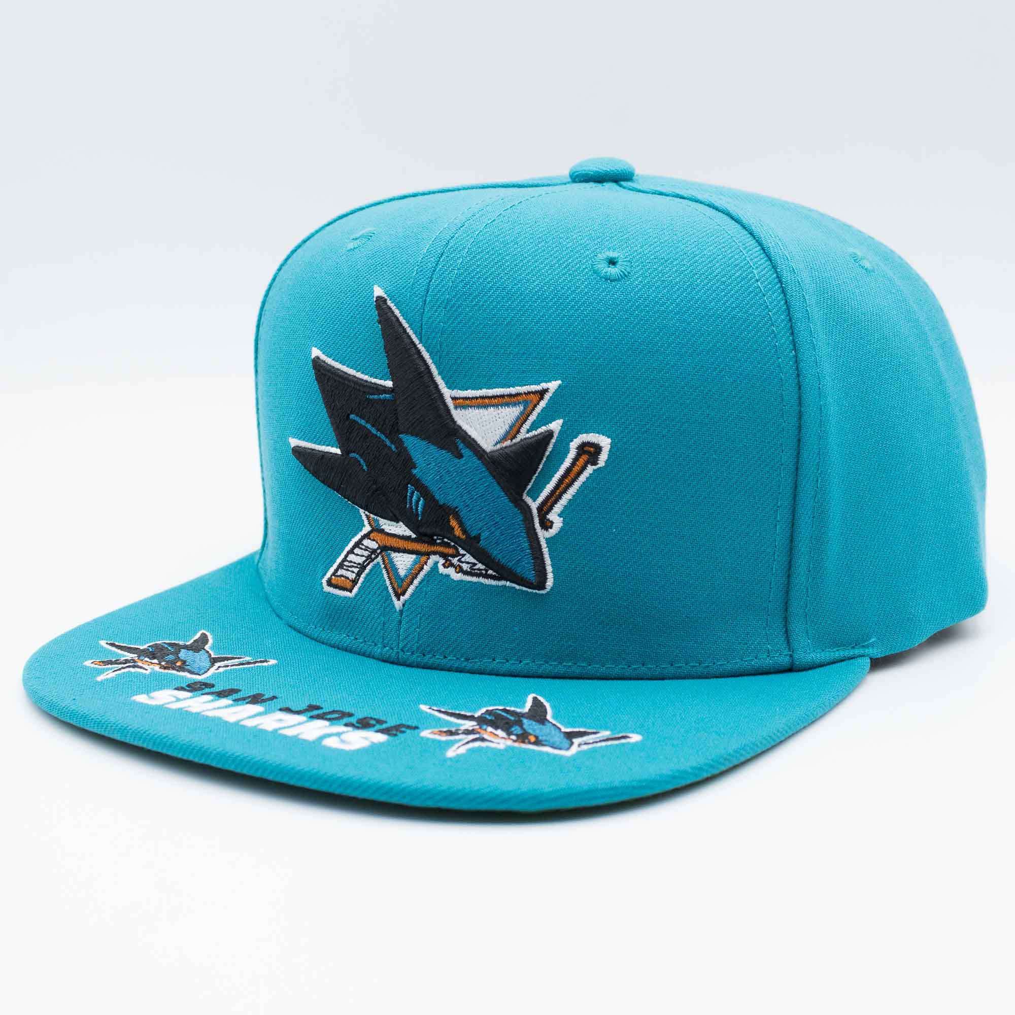 San Jose Sharks Hat Trick Mitchell & Ness Snapback NHL Cap Teal