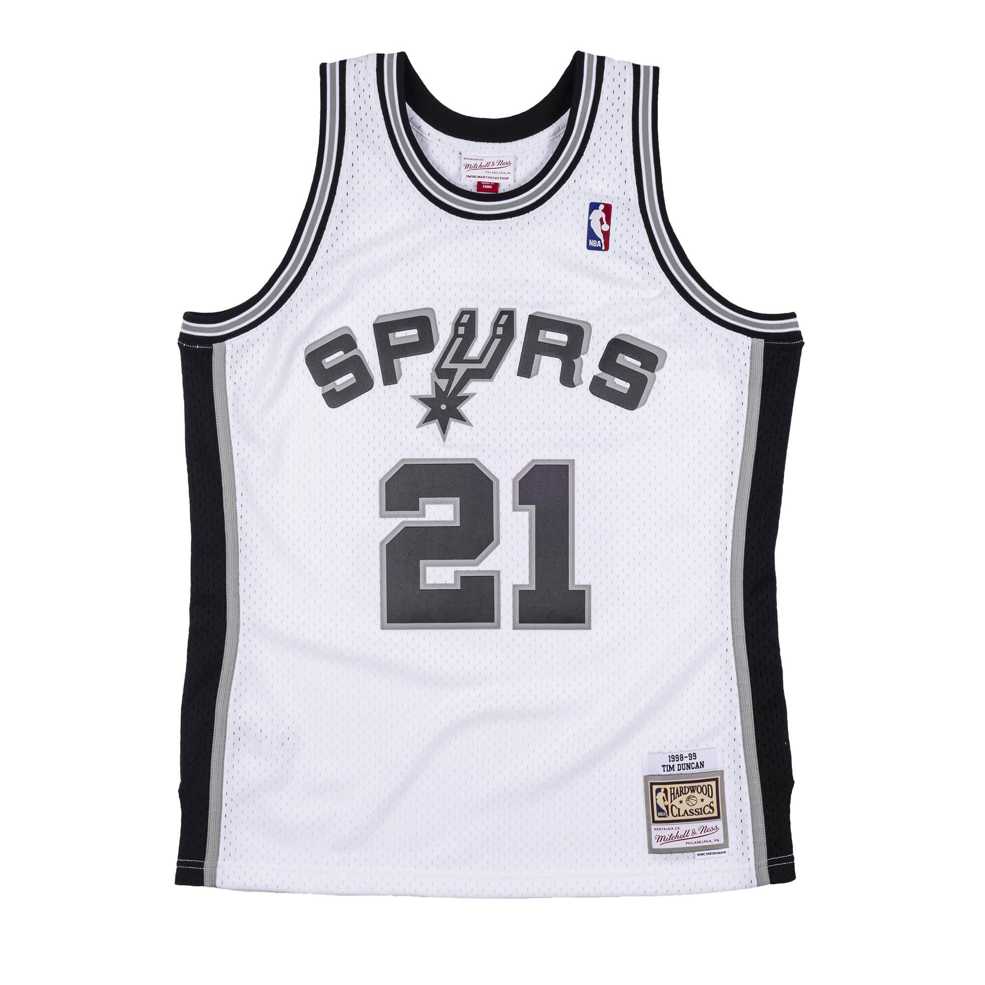 Tim Duncan #21 San Antonio Spurs 1998-99 Swingman NBA Trikot Weiß