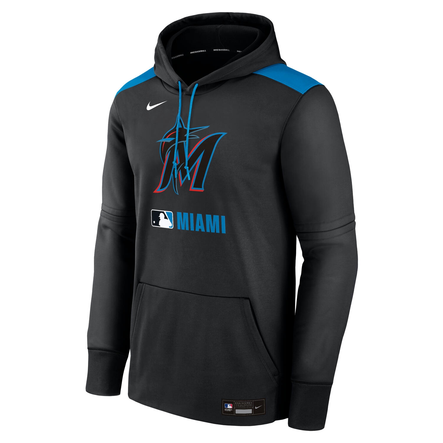 Miami Marlins 2025 MLB Authentic Performance Therma Hoodie Black