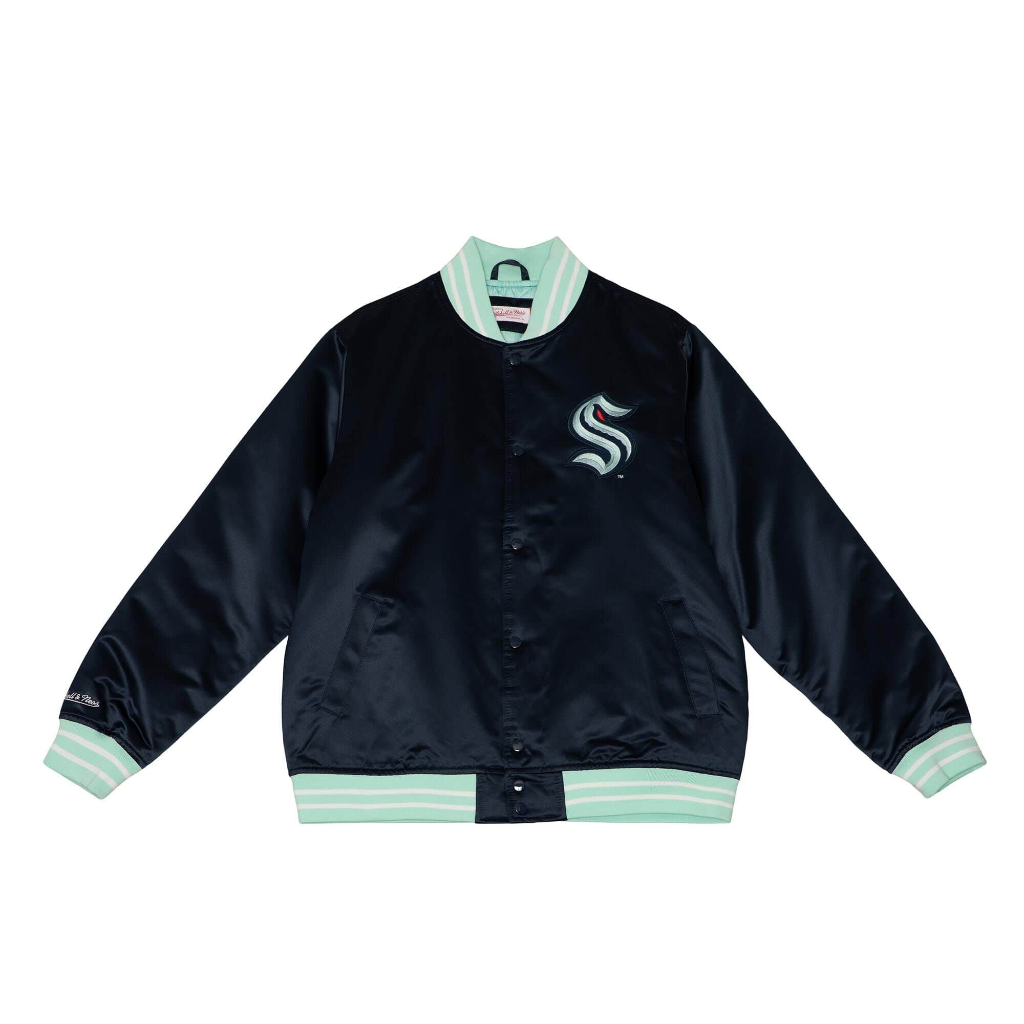 Seattle Kraken Heavyweight Satin Mitchell & Ness NHL Jacket Navy