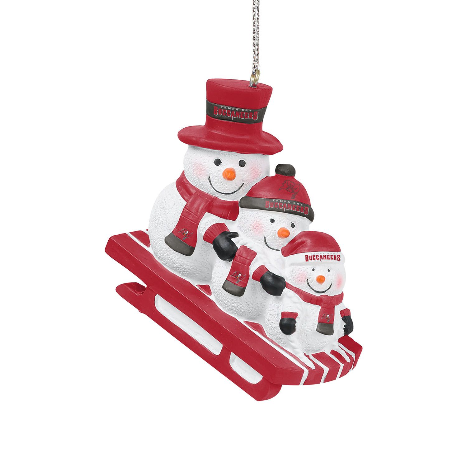 Tampa Bay Buccaneers NFL Sledding Snowmen Christmas Ornament