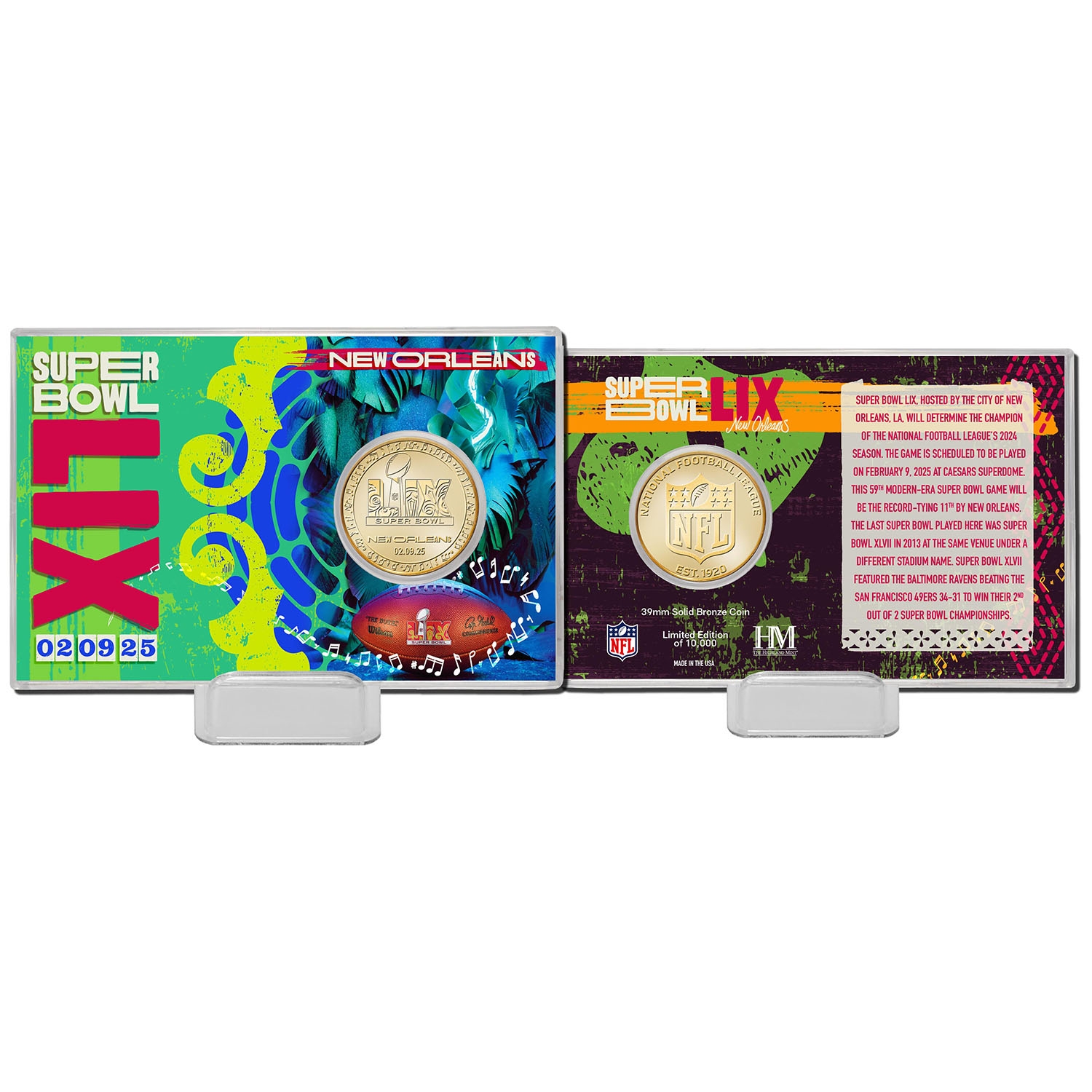 Super Bowl LIX New Orleans Bronze Coin Card