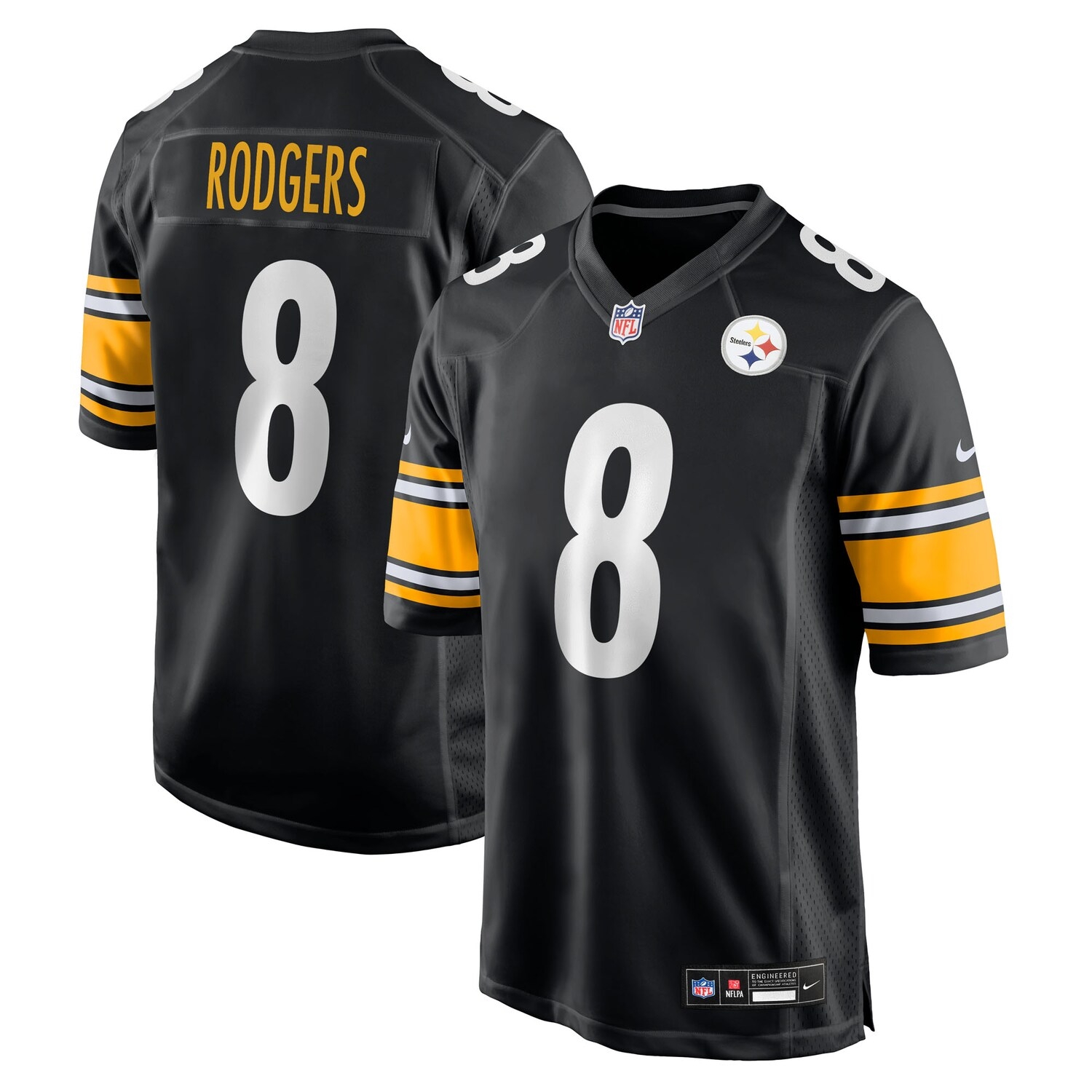 Aaron Rodgers #8 Pittsburgh Steelers Nike Game NFL Trikot Schwarz