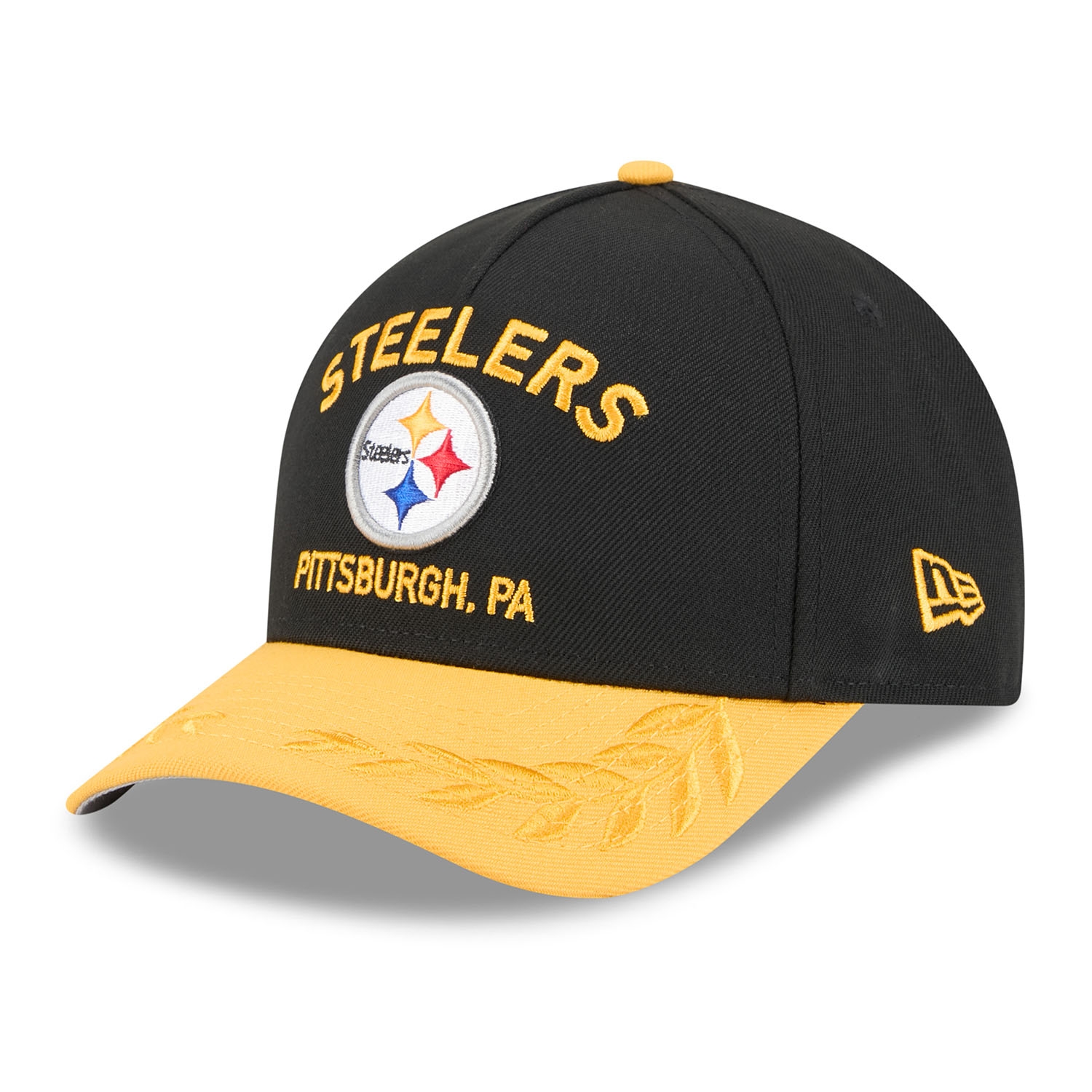 Pittsburgh Steelers 2025 NFL Draft 9FORTY M-Crown A-Frame Snapback Cap Schwarz