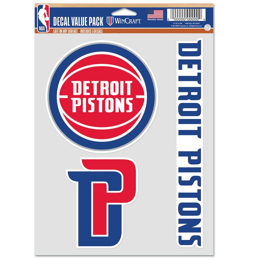 Detroit Pistons Multi-Use NBA Aufkleber-Set (3 Stk.)