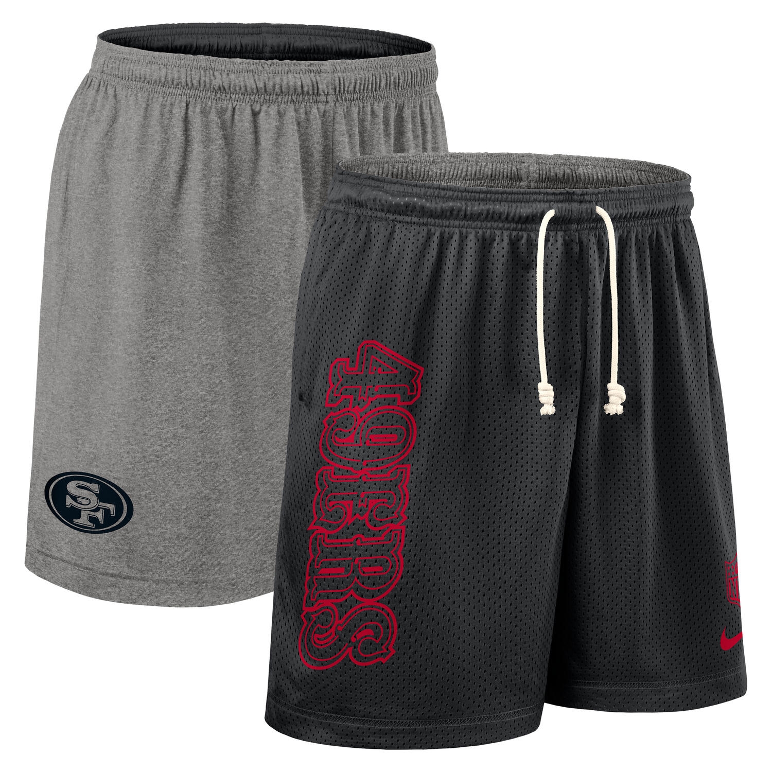 San Francisco 49ers 2025 NFL Sideline Reversible Mesh Nike Dri-FIT Shorts Schwarz