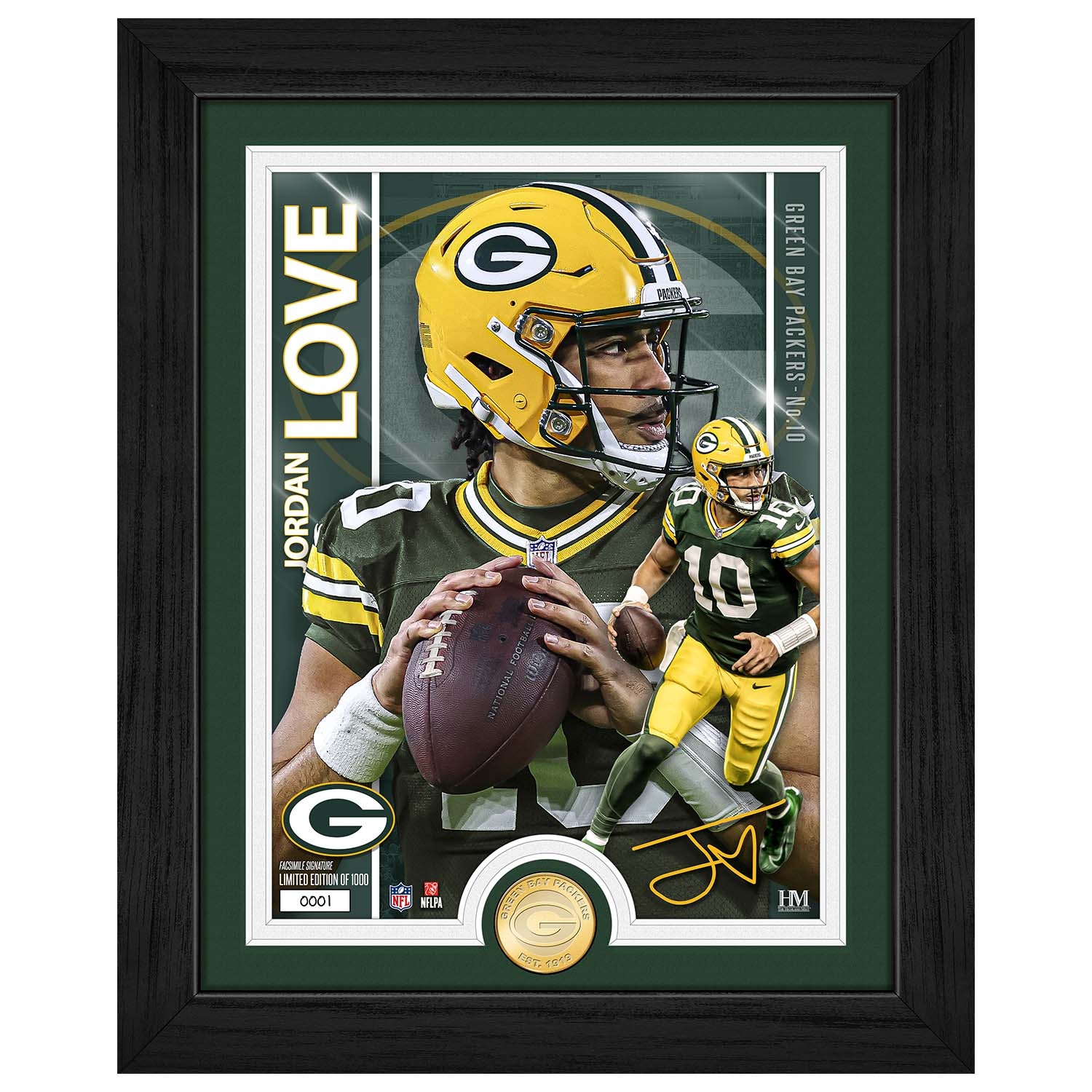 Jordan Love Green Bay Packers Artist Proof Silver Coin NFL Photo Frame