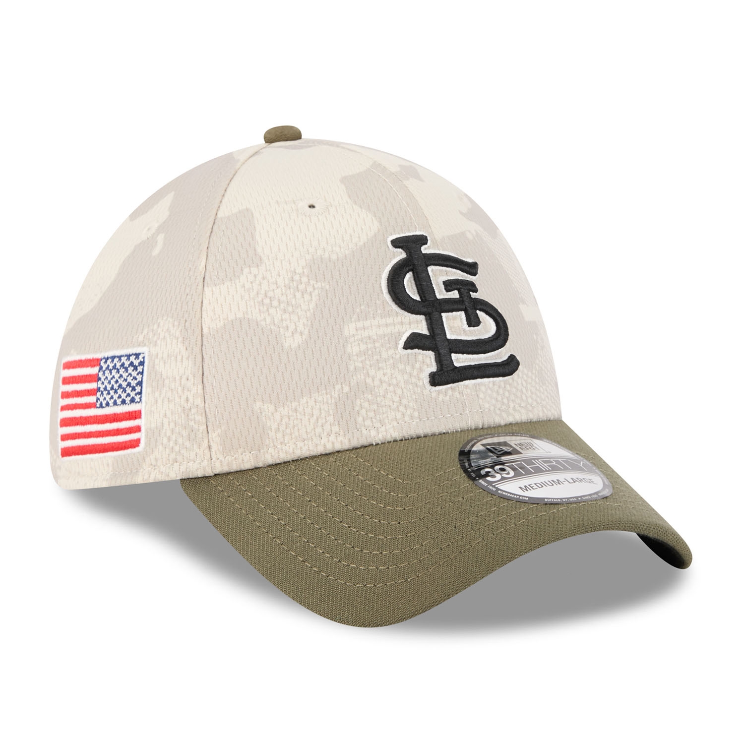 St. Louis Cardinals 2025 MLB Armed Forces New Era 39THIRTY Flex Cap