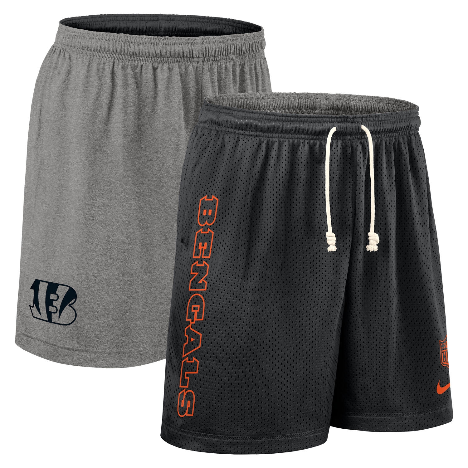 Cincinnati Bengals 2025 NFL Sideline Reversible Mesh Nike Dri-FIT Shorts Schwarz