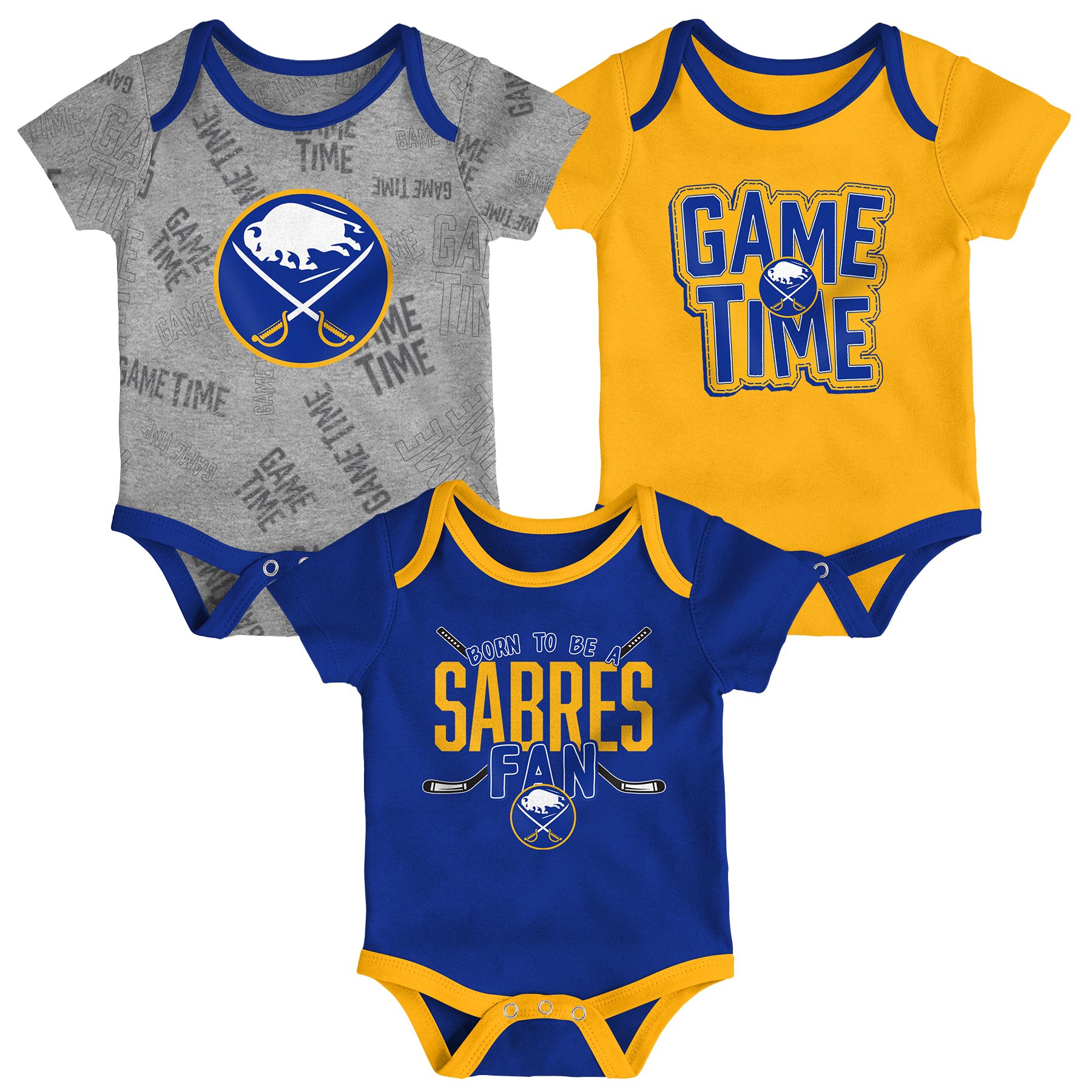 Buffalo Sabres Game Time NHL Baby Bodysuit Set (3-Piece)