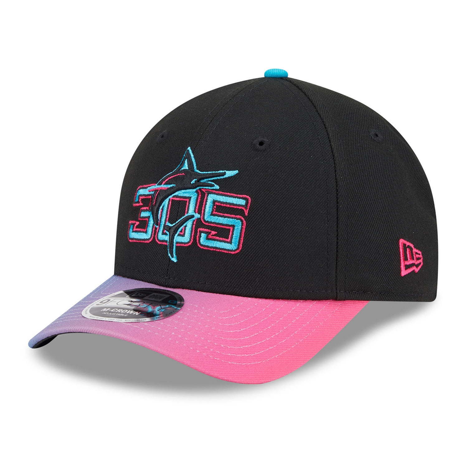 Miami Marlins MLB City Connect 9FORTY M-Crown Snapback Cap Schwarz