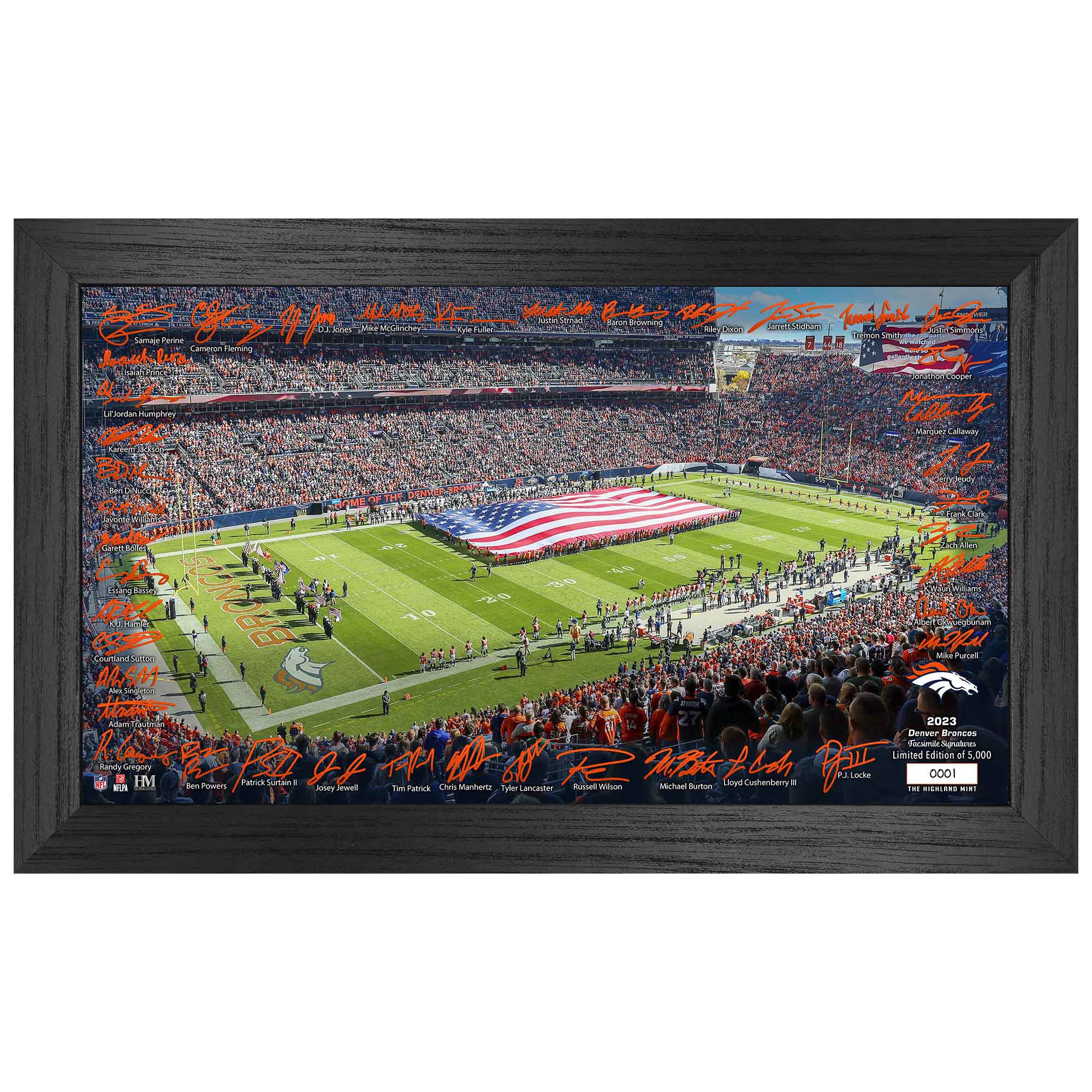 Denver Broncos 2023/24 Signature Stadium Gerahmtes NFL Bild