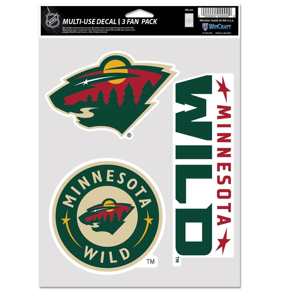Minnesota Wild Multi-Use NHL Aufkleber-Set (3 Stk.)
