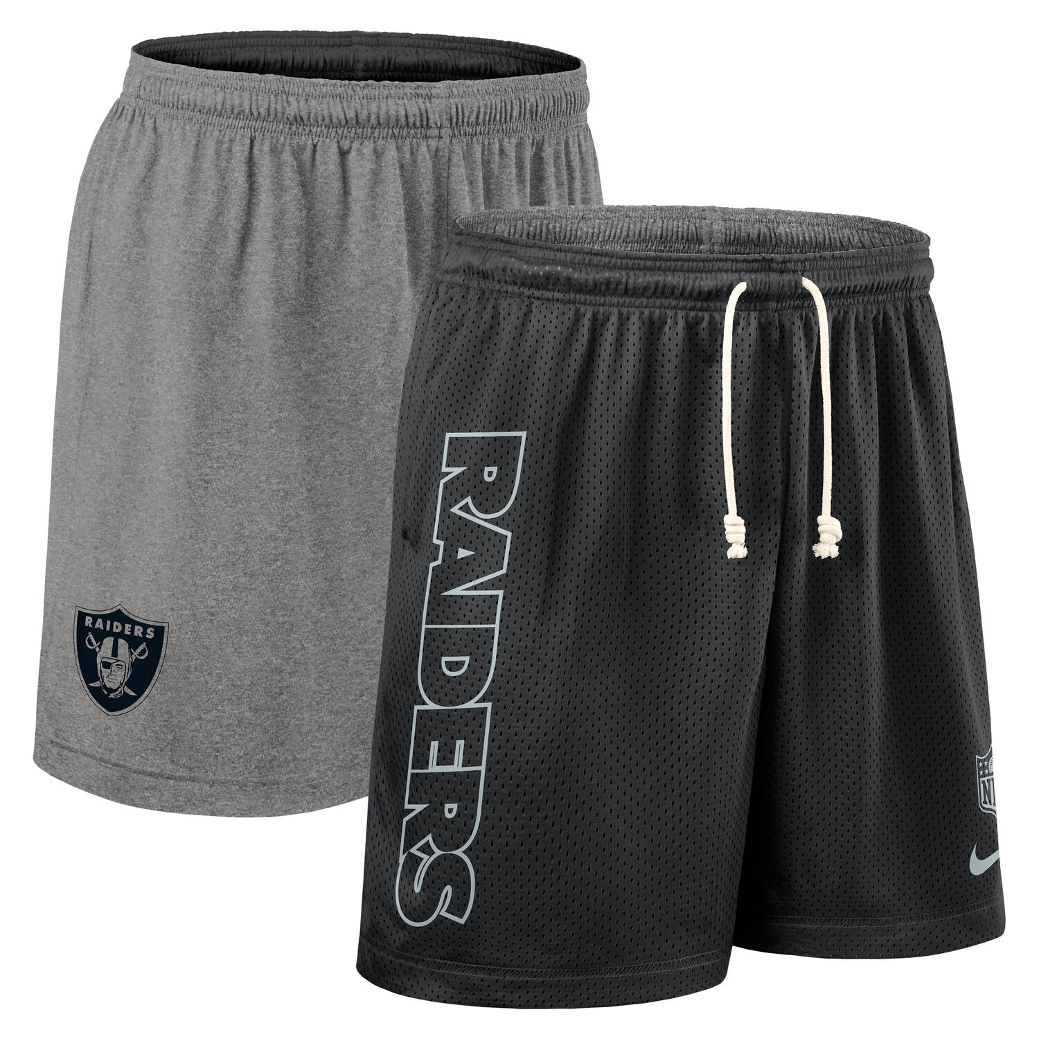 Las Vegas Raiders 2025 NFL Sideline Reversible Mesh Nike Dri-FIT Shorts Schwarz