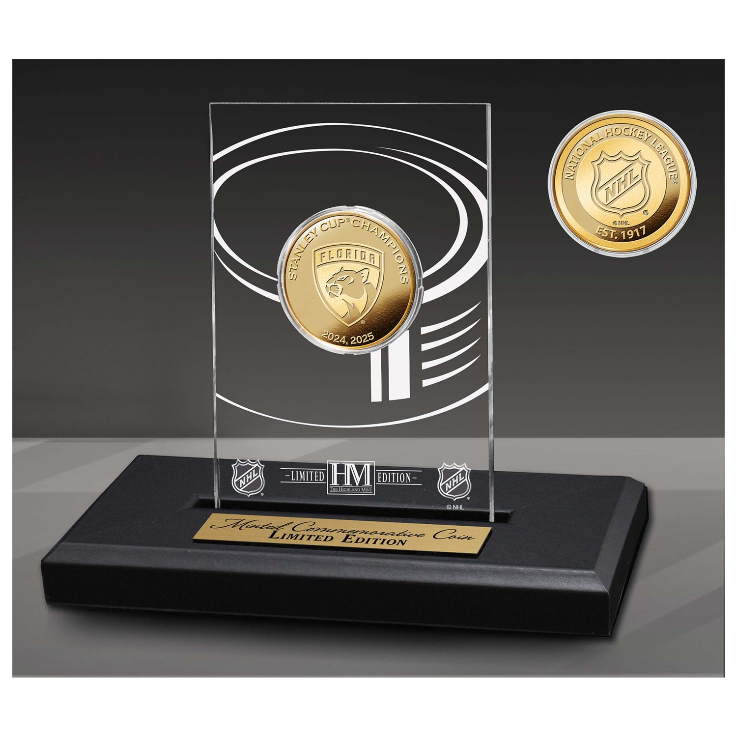 Florida Panthers 2-Time Stanley Cup Champions Gold Coin Acrylic Display