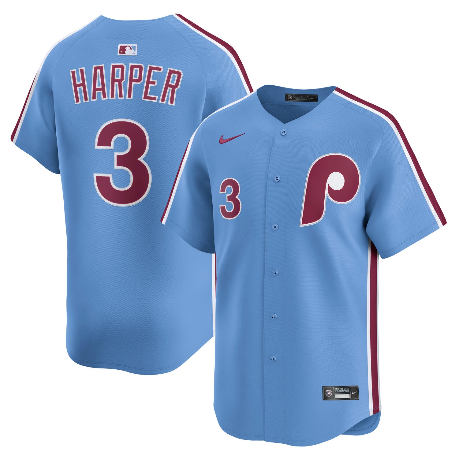 Bryce Harper #3 Philadelphia Phillies Nike Limited MLB Trikot Blau