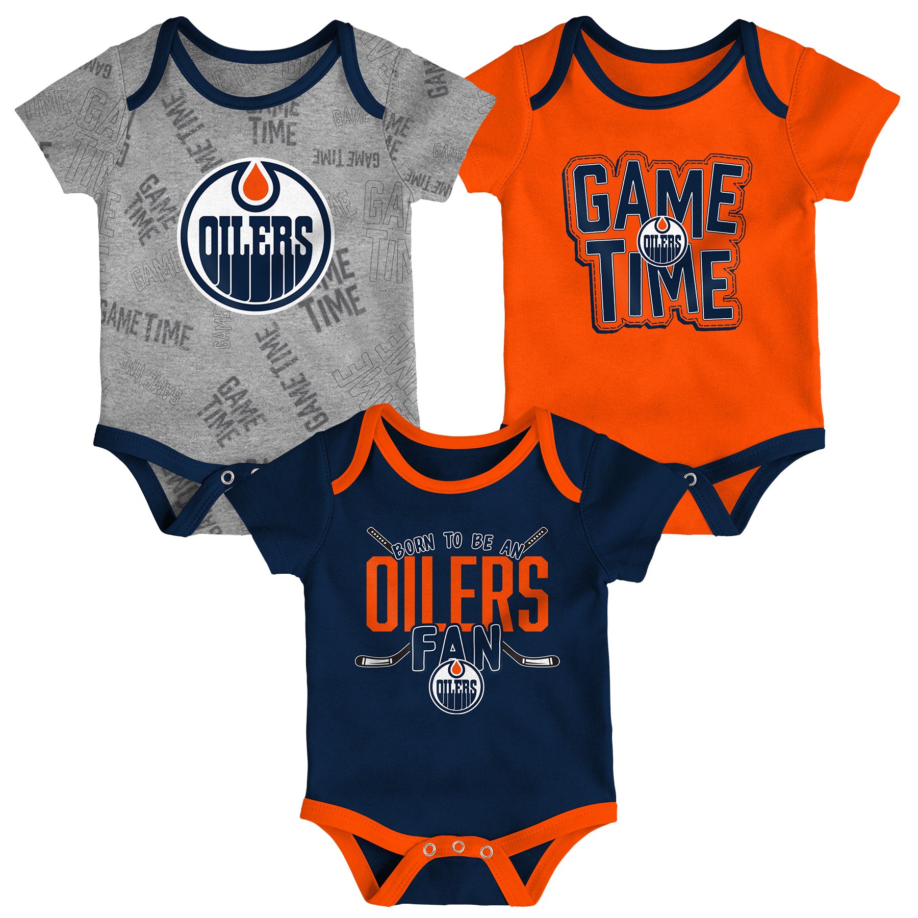 Edmonton Oilers Game Time NHL Baby Bodysuit Set (3-Piece)