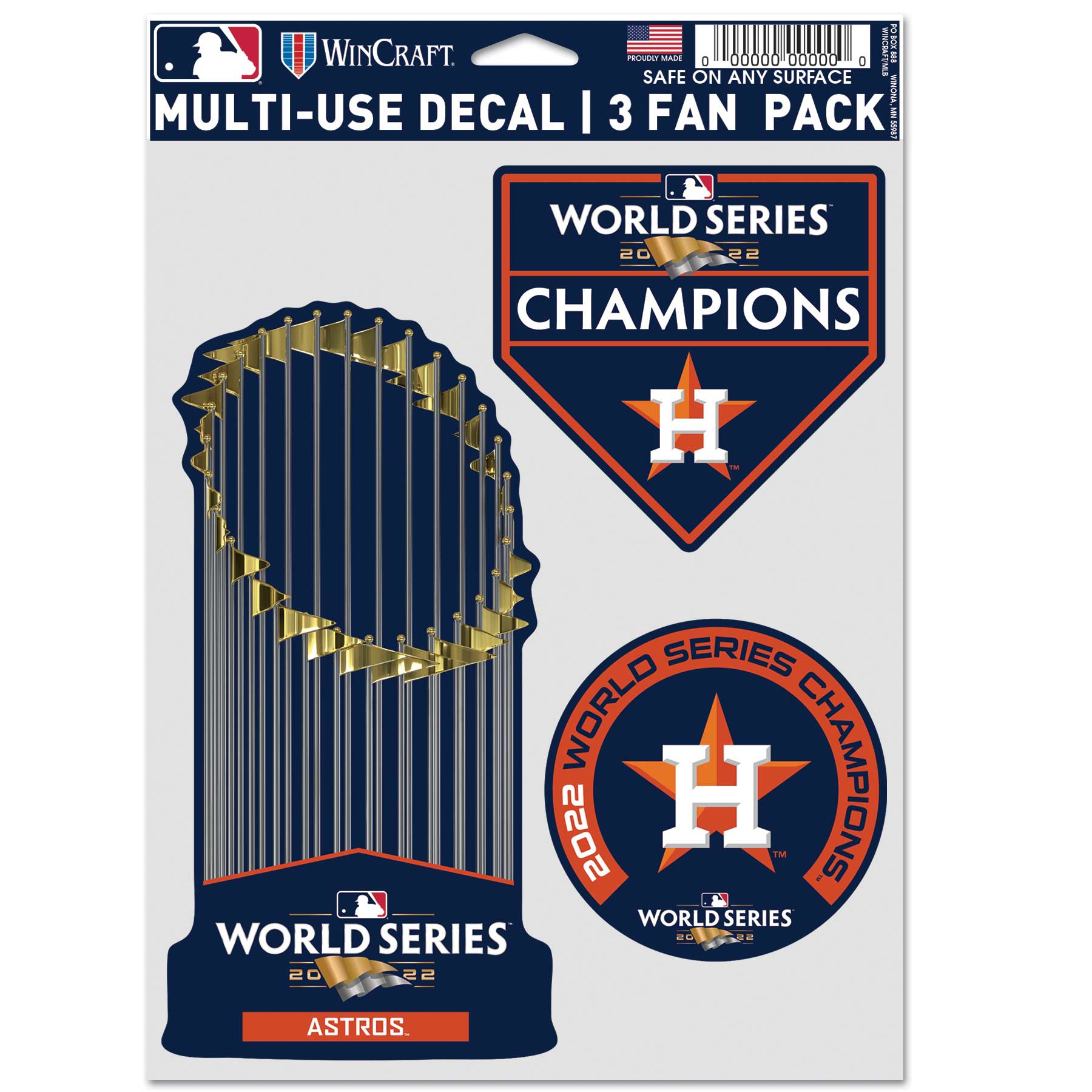 Houston Astros 2022 World Series Champions MLB Decals Set (3 Pcs.)