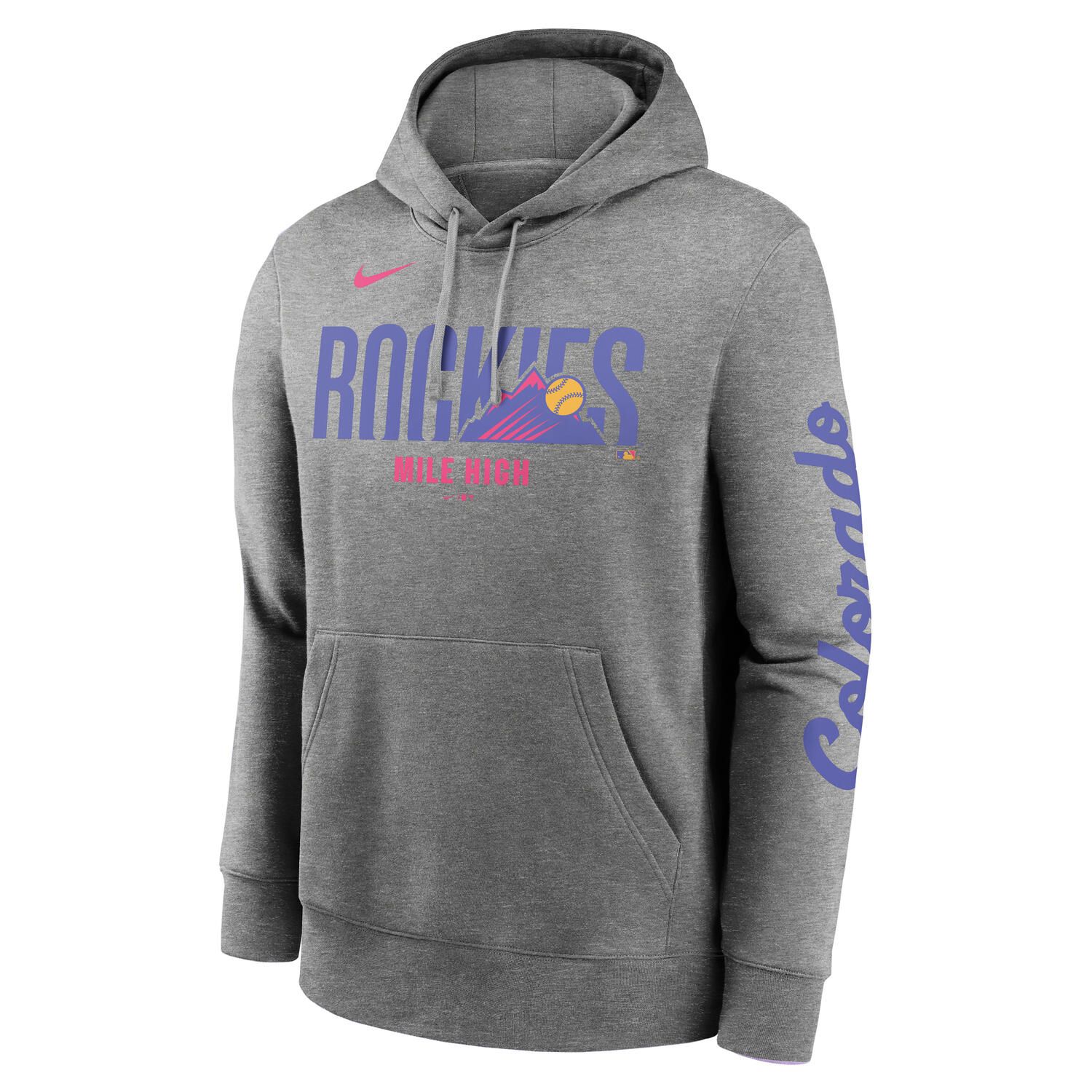Colorado Rockies City Connect Nike French Terry Club Hoodie Grau