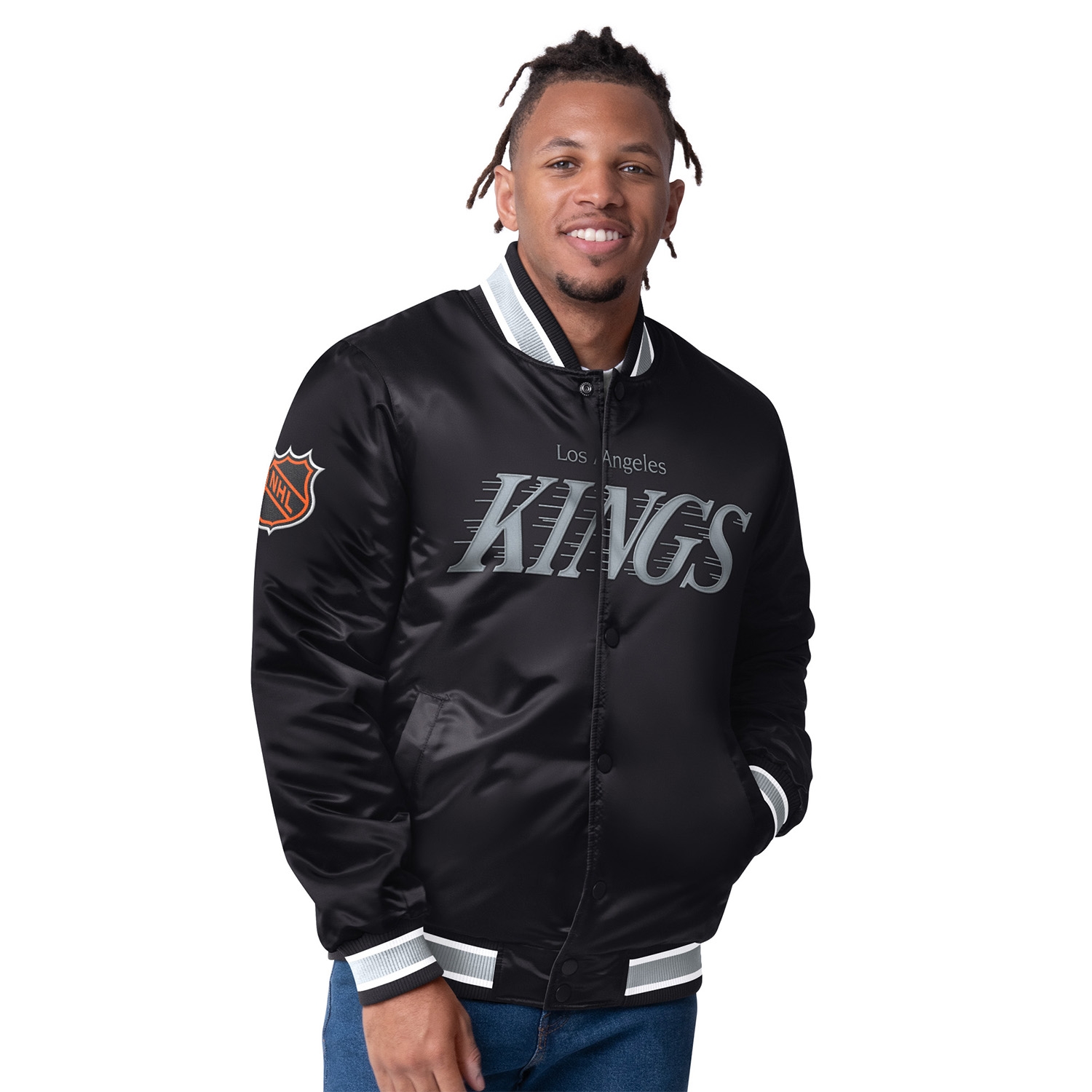 Los Angeles Kings Closer Reversible NHL Varsity Jacke Schwarz/Grau