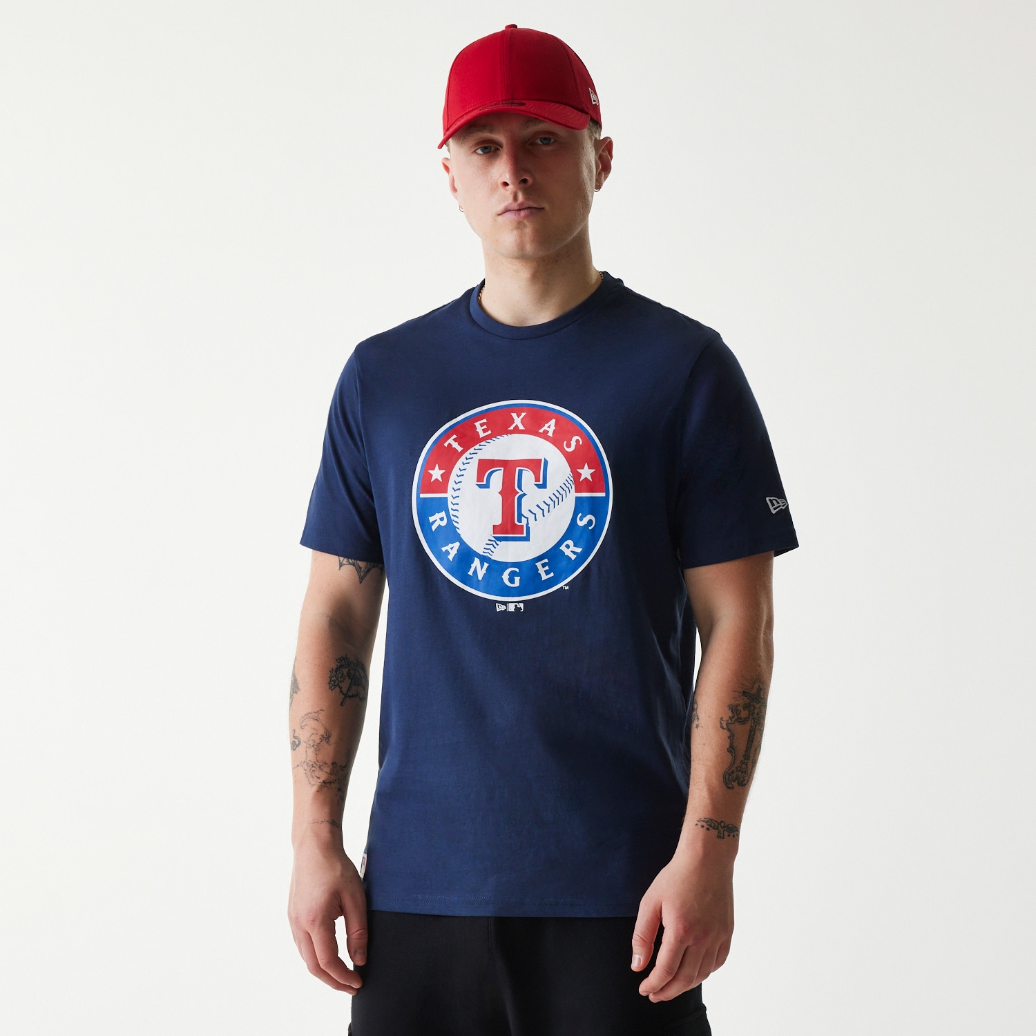 Texas Rangers Team Logo New Era MLB T-Shirt Navy