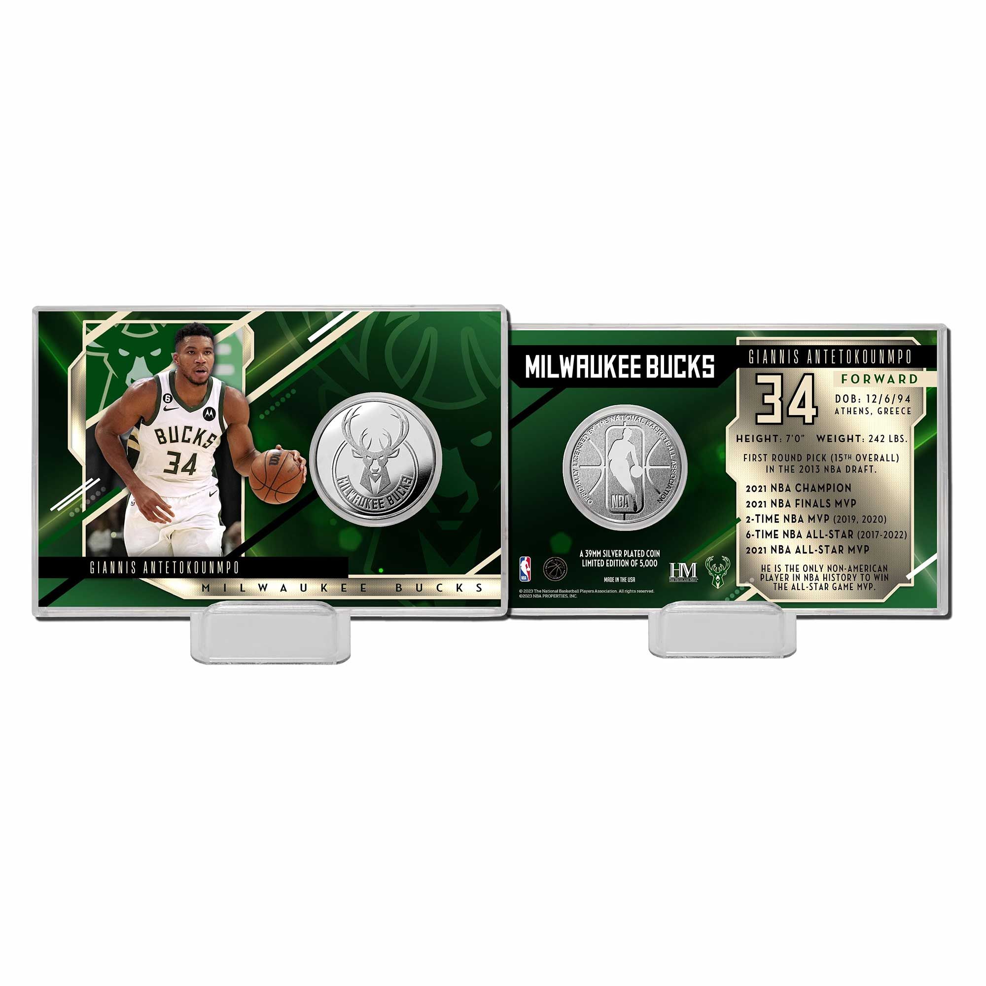 Giannis Antetokounmpo Milwaukee Bucks NBA Silver Coin Card