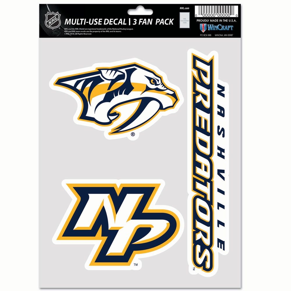Nashville Predators Multi-Use NHL Decals Set (3 Pcs.)