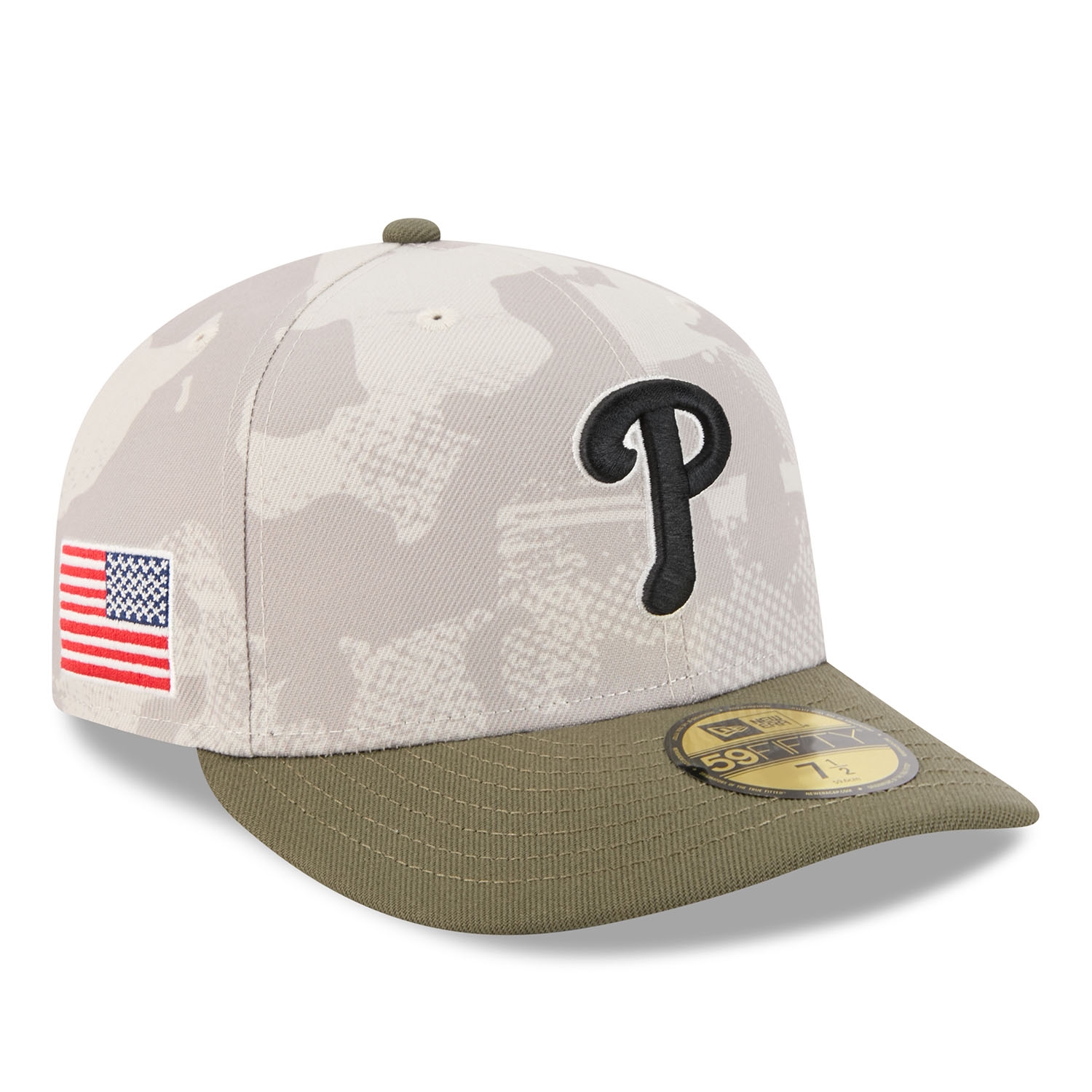 Philadelphia Phillies 2025 MLB Authentic Armed Forces Pre-Curved 59FIFTY Fitted Cap