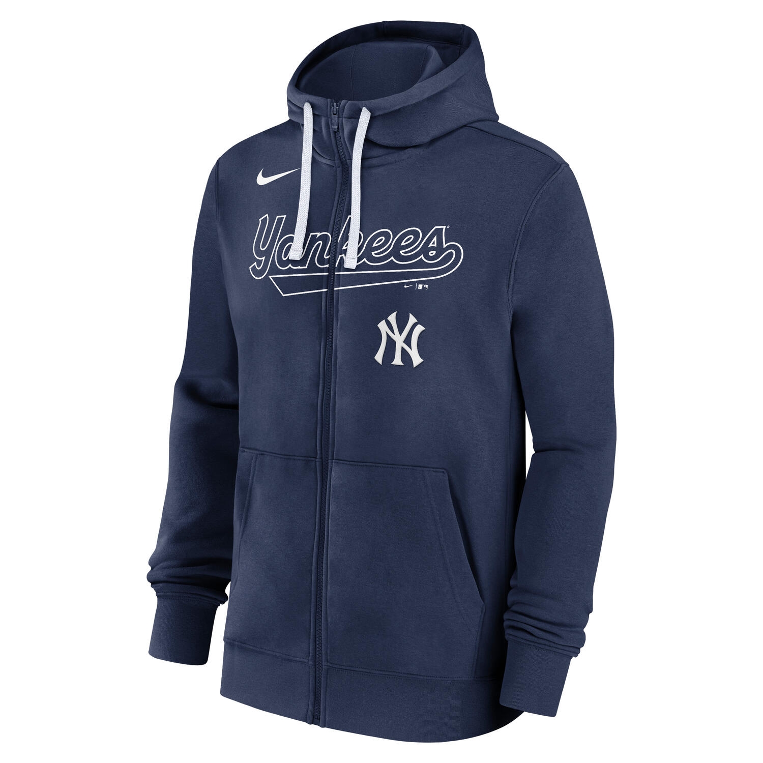 New York Yankees Knockout Script MLB Full-Zip Hoodie Navy