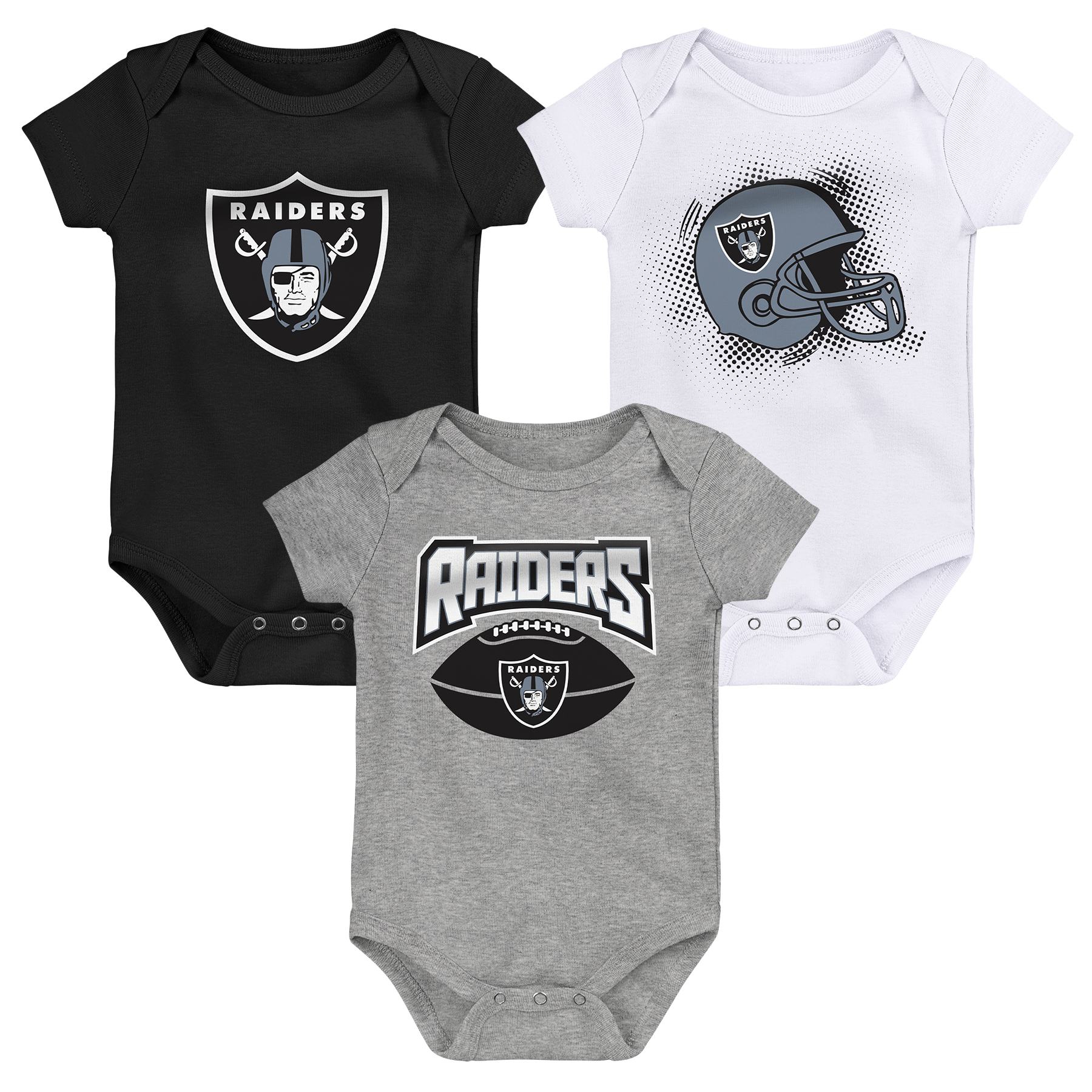 Las Vegas Raiders Game On Creeper NFL Infant Bodysuit Set (3-Piece)