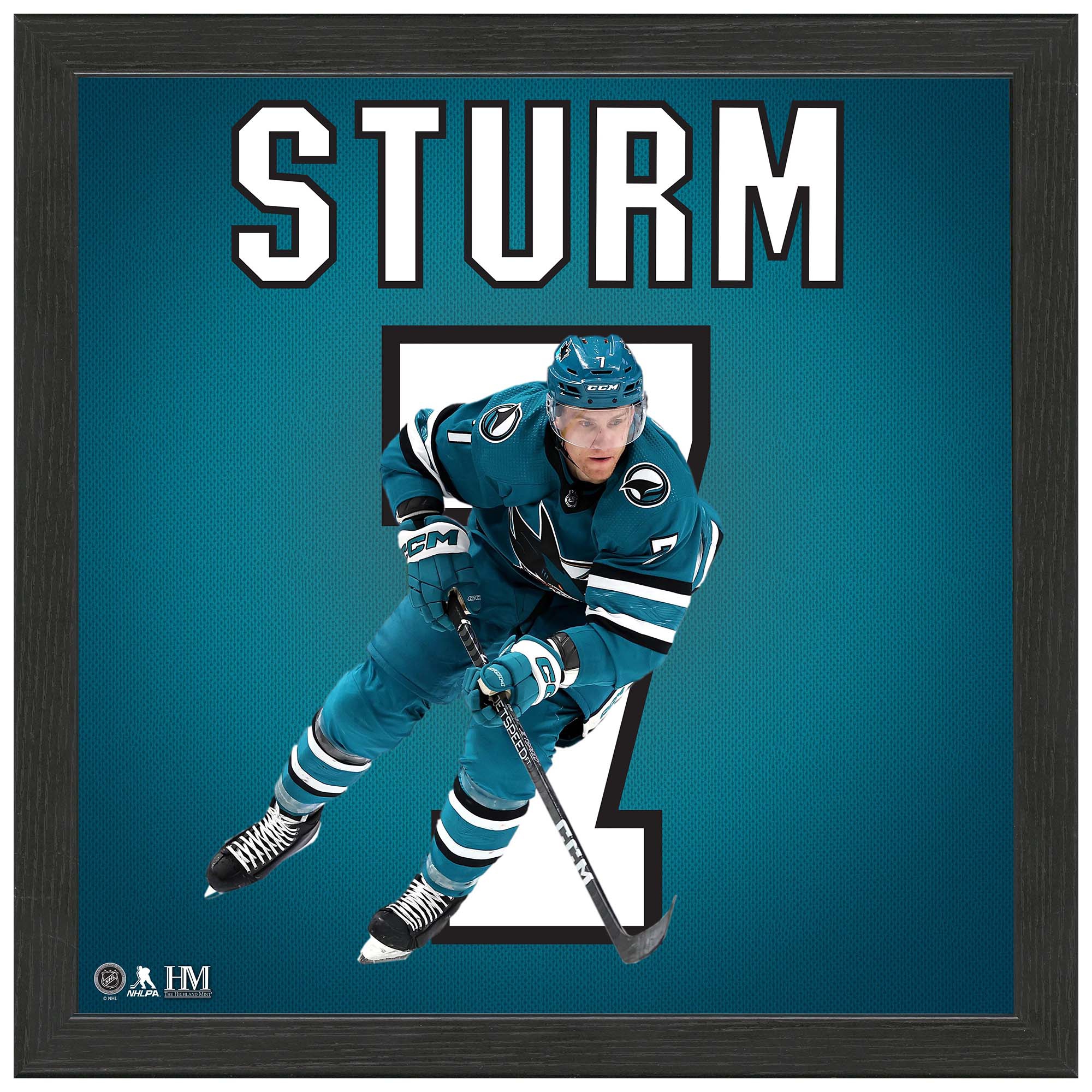 Nico Sturm #7 San Jose Sharks Impact Jersey Framed NHL Photo