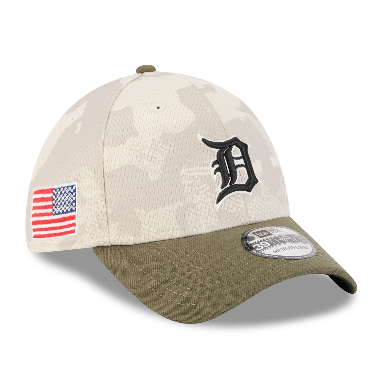 Detroit Tigers 2025 MLB Armed Forces New Era 39THIRTY Flex Cap