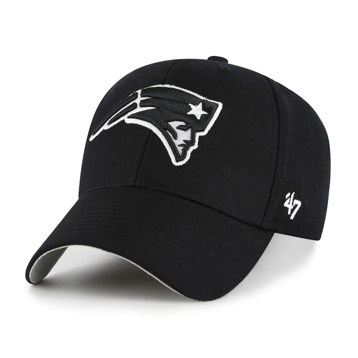 New England Patriots Black & White '47 MVP Adjustable NFL Cap Schwarz