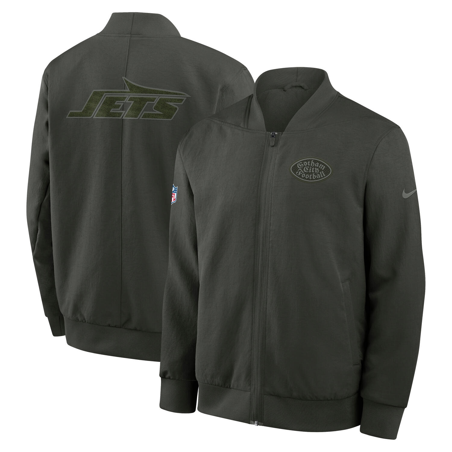 New York Jets 2025 Rivalries Sideline Bomber Jacke Oliv