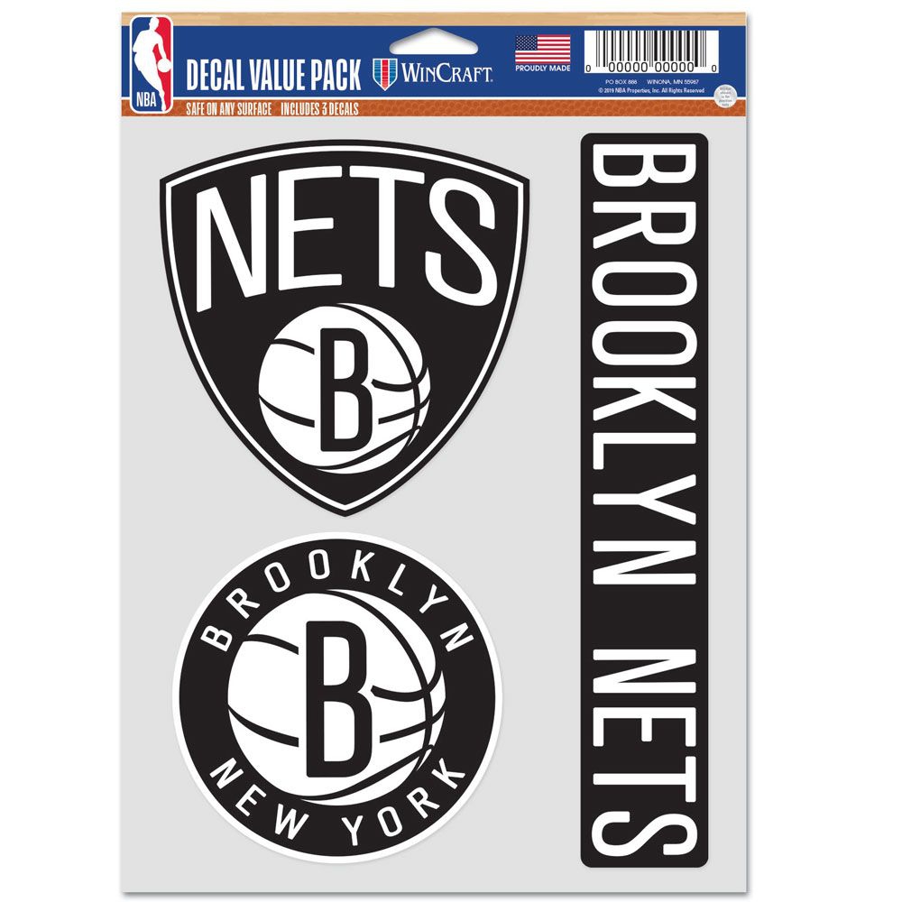 Brooklyn Nets Multi-Use NBA Aufkleber-Set (3 Stk.)