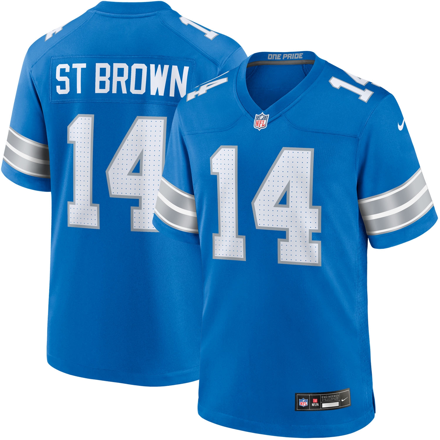 Amon-Ra St. Brown #14 Detroit Lions Nike Game NFL Trikot Blau