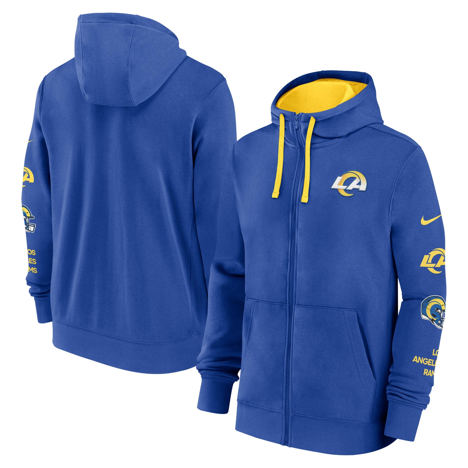 Los Angeles Rams Full-Zip Nike Club Fleece Hoodie Blau