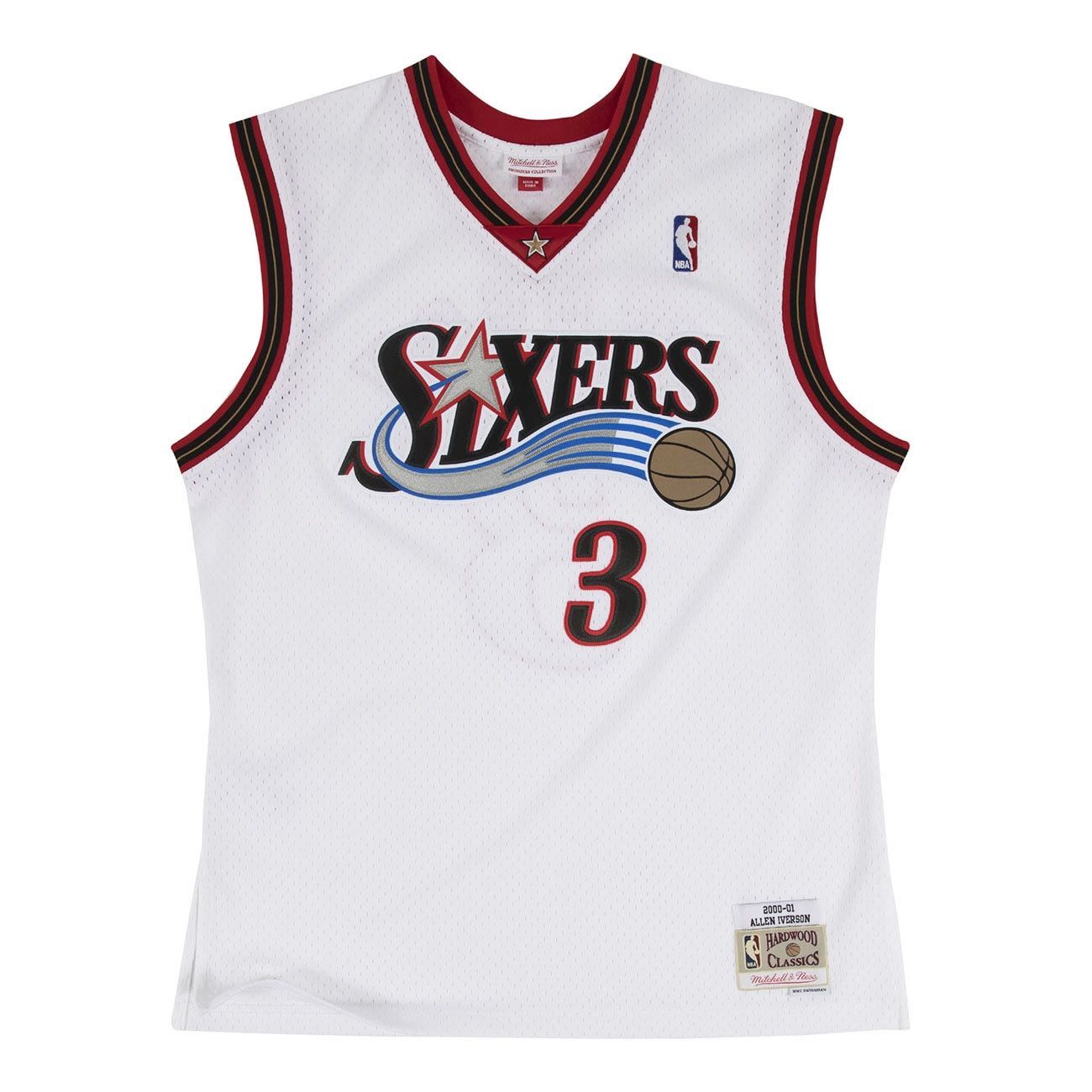 Allen Iverson #3 Philadelphia 76ers 2000-01 Mitchell & Ness Swingman NBA Trikot Weiß
