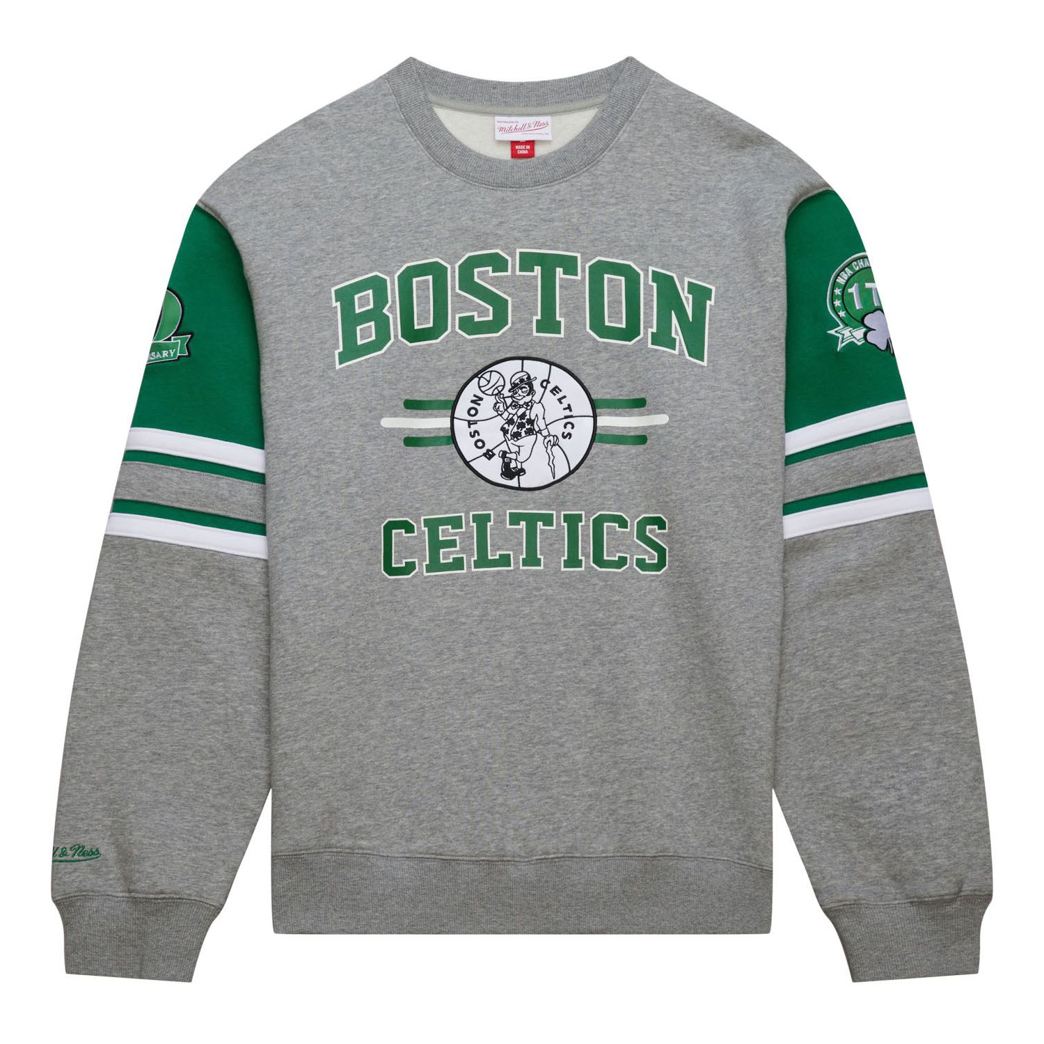 Boston Celtics Mitchell & Ness All Over 4.0 Crew NBA Pullover Gray
