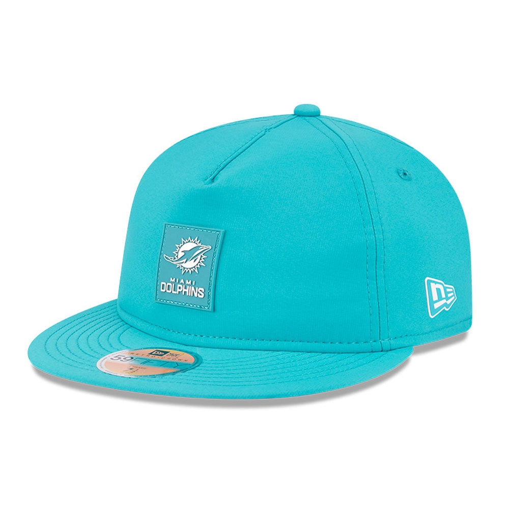 Miami Dolphins 2025 NFL On-Field Sideline 59FIFTY A-Frame Fitted Cap Aqua