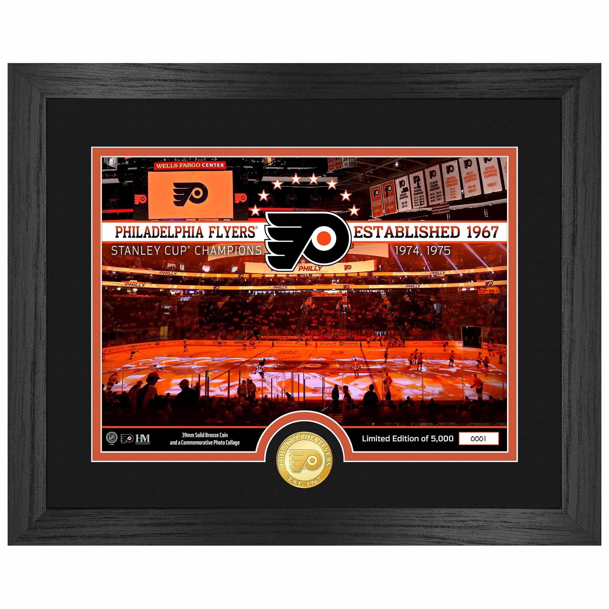 Philadelphia Flyers 2-Time Stanley Cup Champions Bronze Coin Gerahmtes NHL Bild
