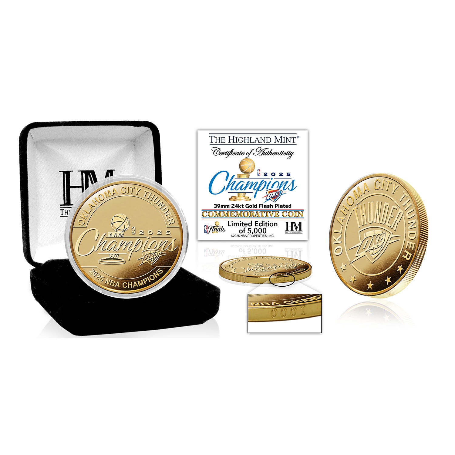 Oklahoma City Thunder 2025 NBA Champions Gold Commemorative Coin